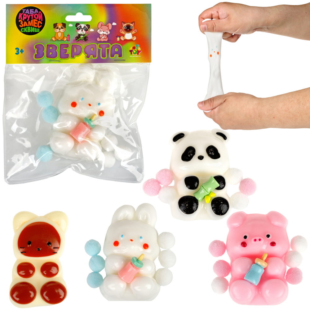 Таба сквиш 1TOY Крутой замес Звери, 7х5х3 см, в ассортименте
