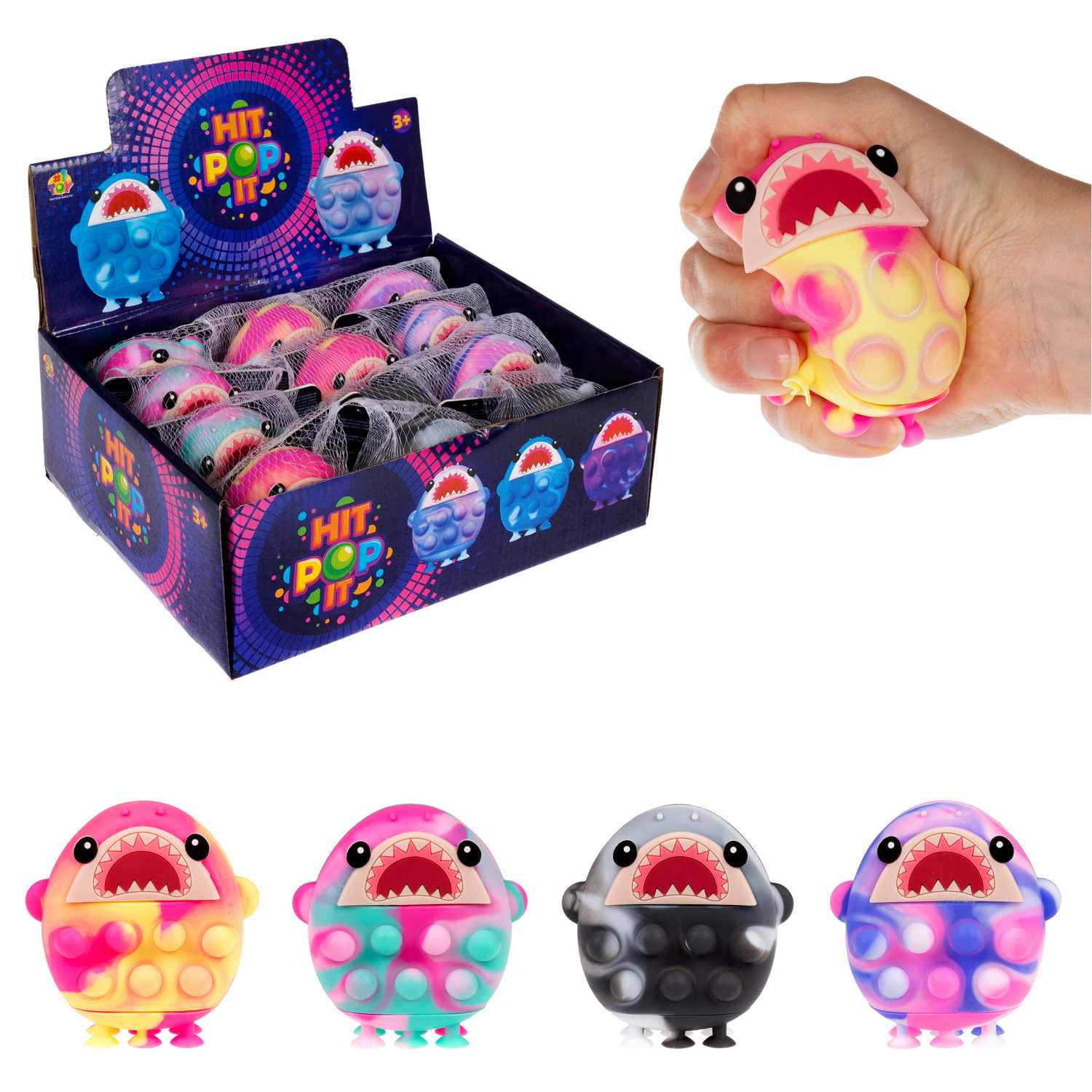 1toy Жмяка Hit Pop It "Акула" на присосках, 8х7х3,5 см, 3 вида в ассортименте
