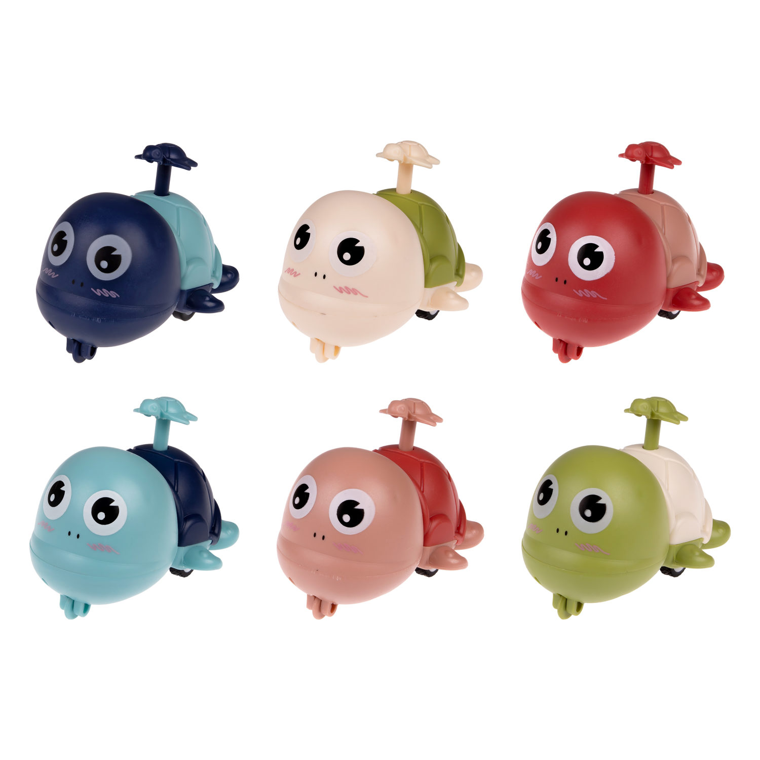 Инерционная игрушка 1TOY Побегушки Черепаха с детёнышем, синий панцирь