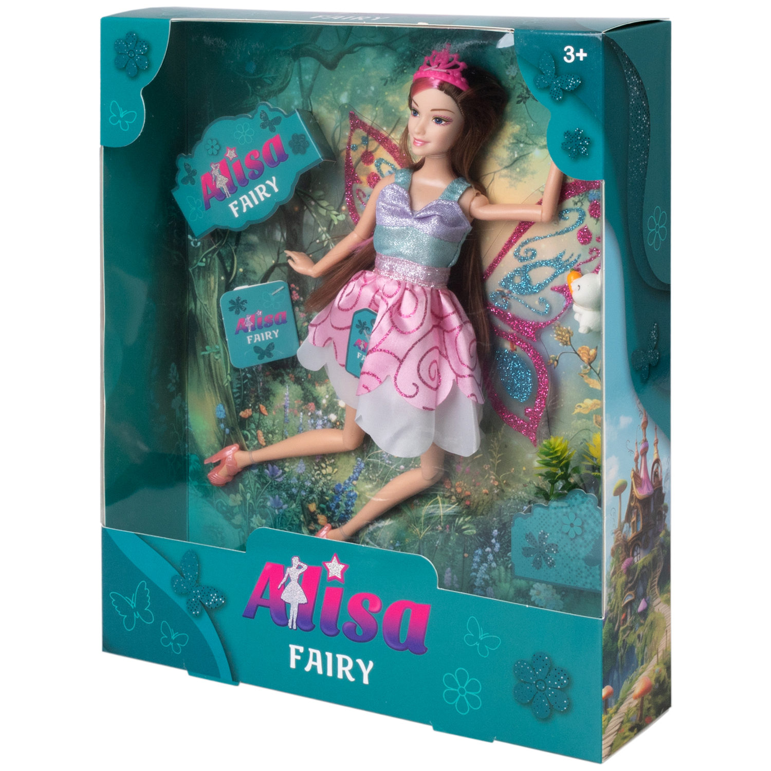 Кукла Alisa Fairy Фея с розовой прядью, крыльями, цветами и зайцем, 29 см