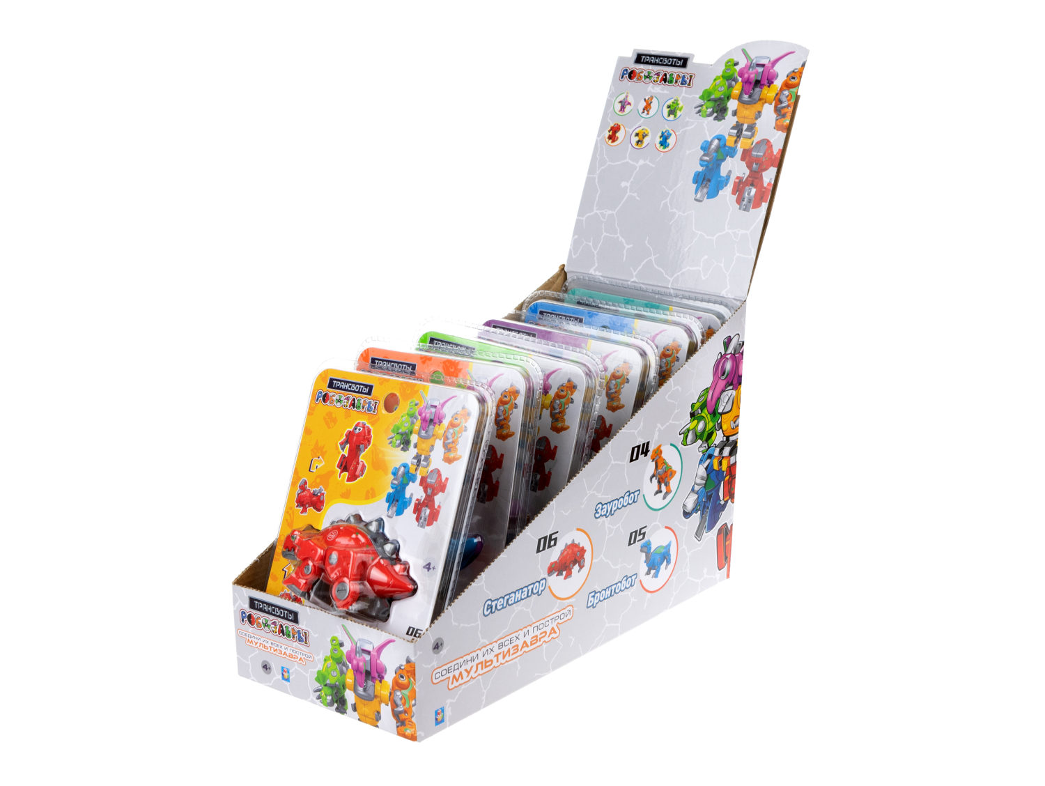 1toy Трансботы "Робозавры" (д/б 6 шт., в асс. 6 видов, из 6 шт. собирается большой робот)