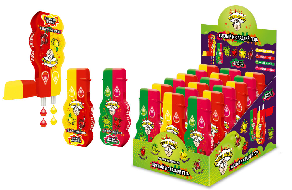 ВЗРЫВ МОЗГА кислый и сладкий гель, блок 24 шт. (60г х 24 х 6) штучный