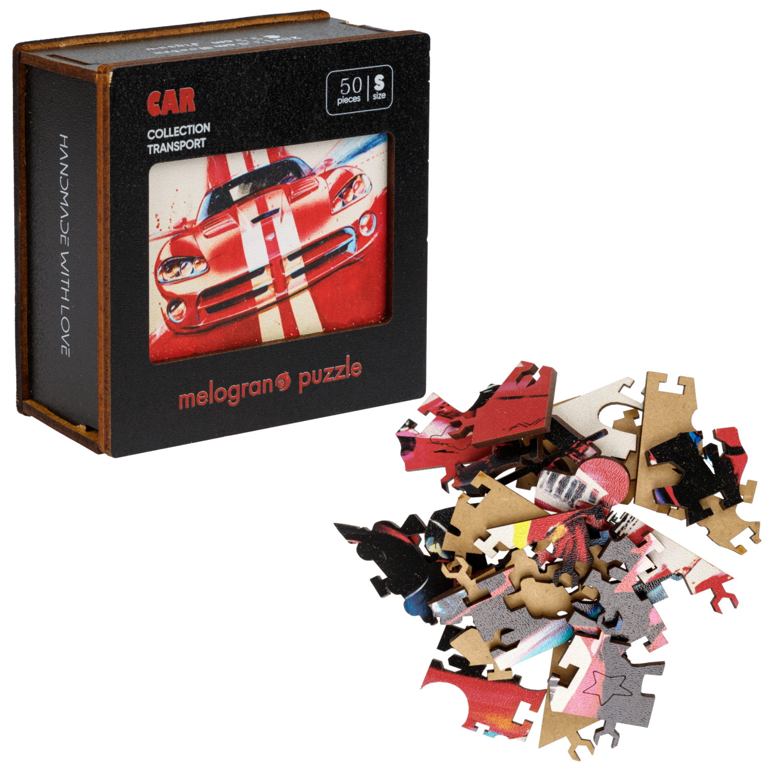 Деревянные пазлы CollectionTransport Спортивный авто красный, 50 деталей, 20х13,9 см