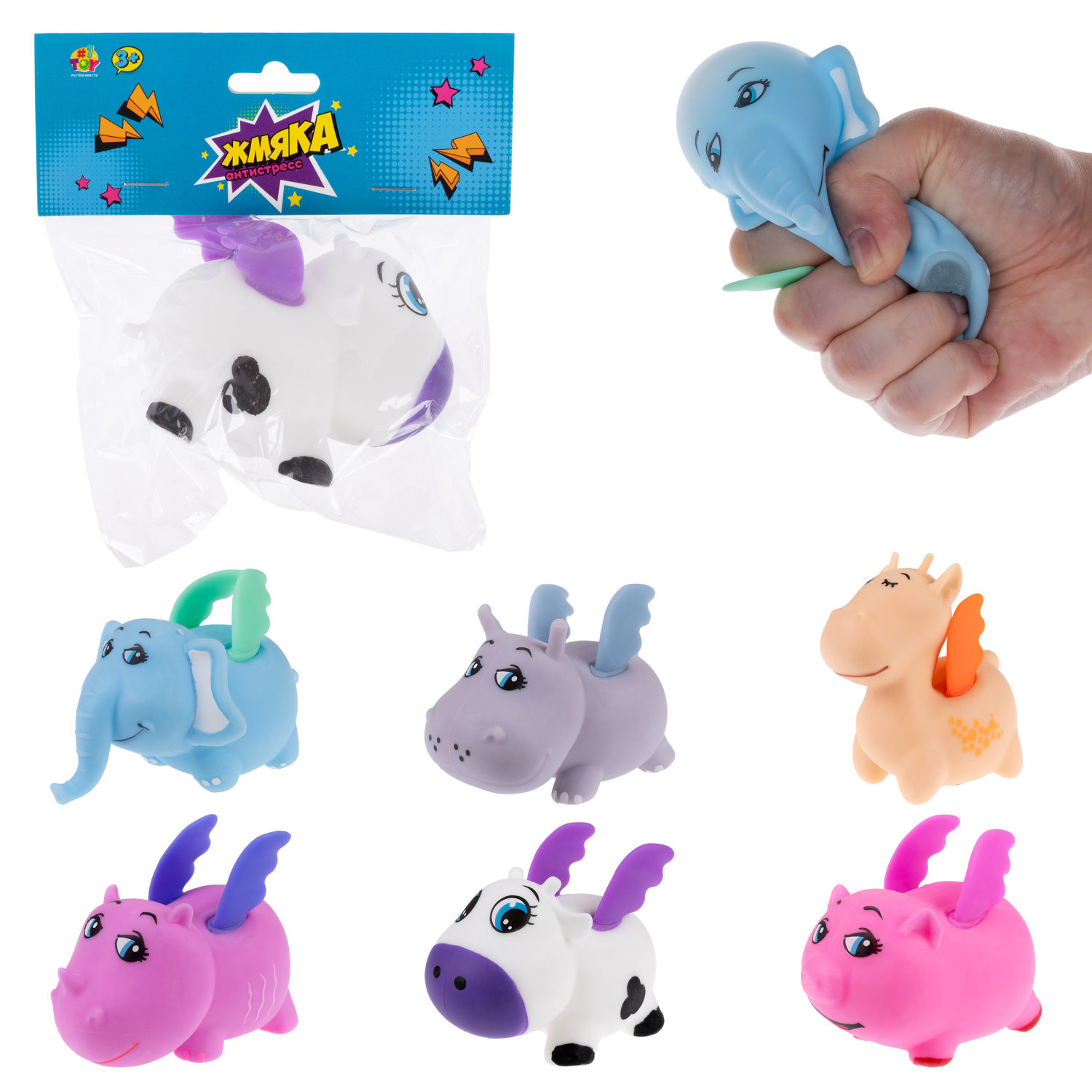 Жмяка 1TOY Животные с крыльями, в ассортименте