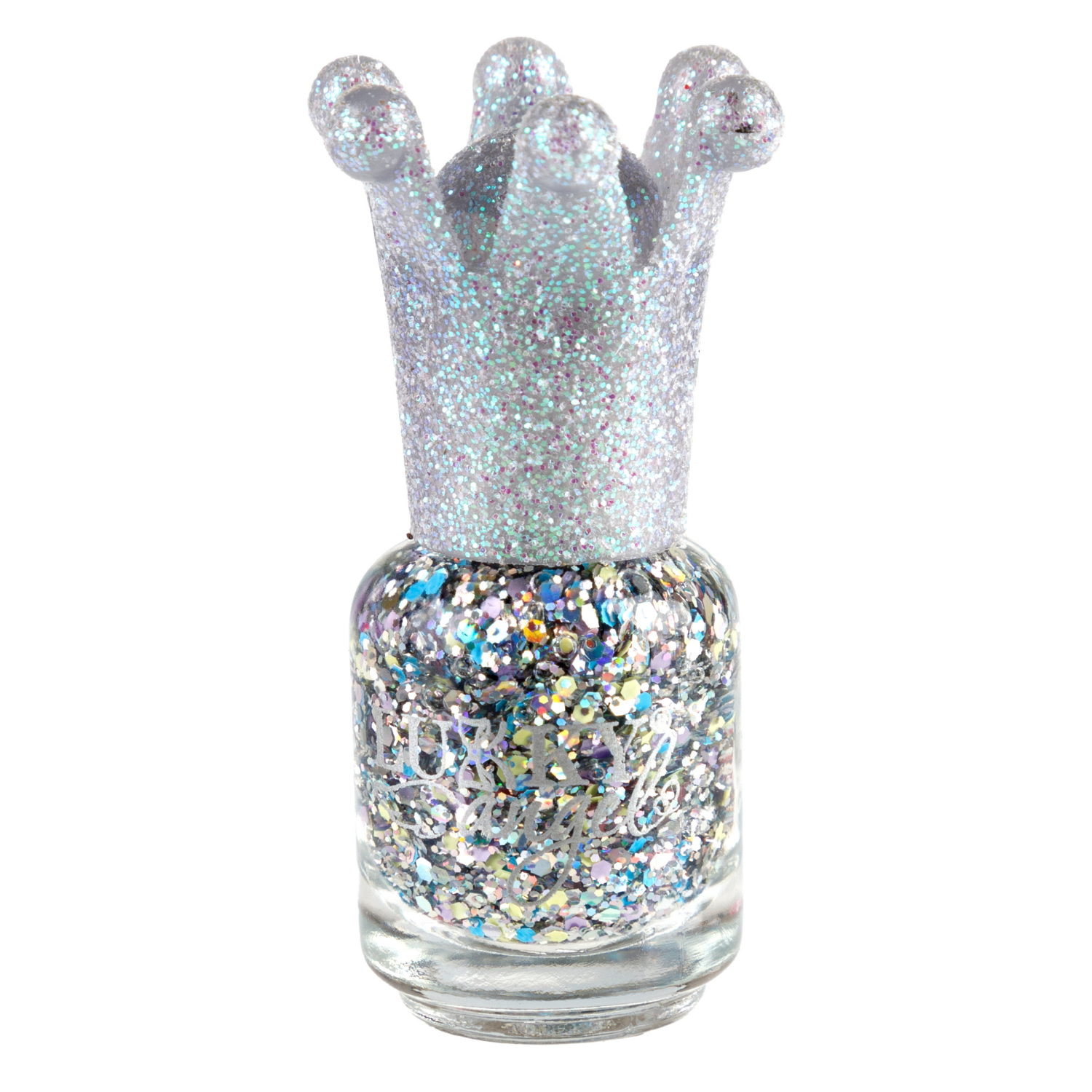 Lukky Angel Лак для ногтей Конфетти, смываемый водой, цвет белый с блестками, с ароматом клубники, 5 ml, блистер