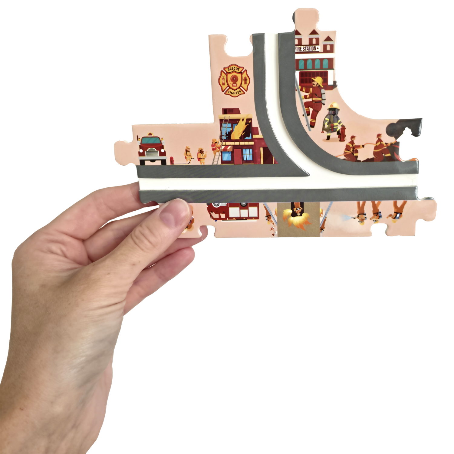 Игровой набор 1TOY Пазл-трек "Пожарная служба", с машинкой, 44 детали