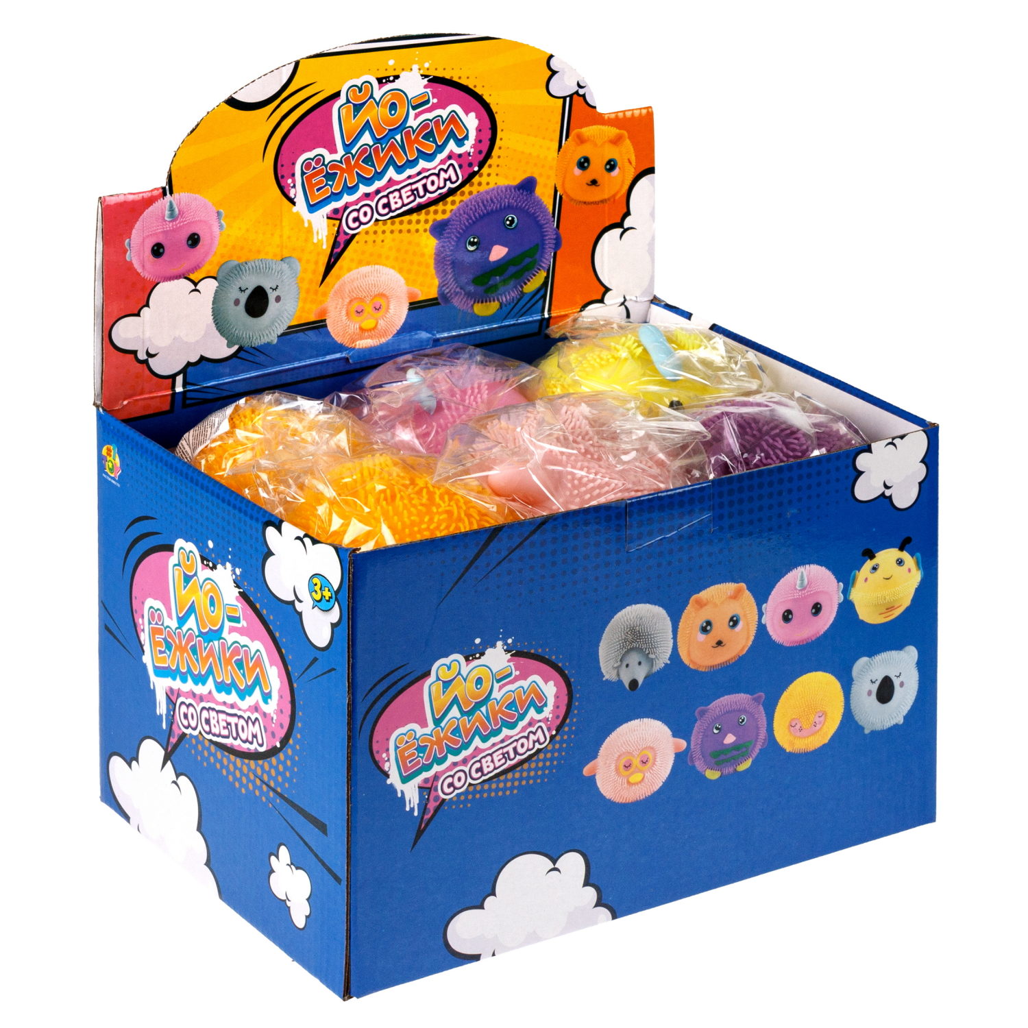 Игрушка-антистресс для рук 1toy Йо-Ёжики, "Животные" 13 см, со светом, 8 видов  в ассортименте