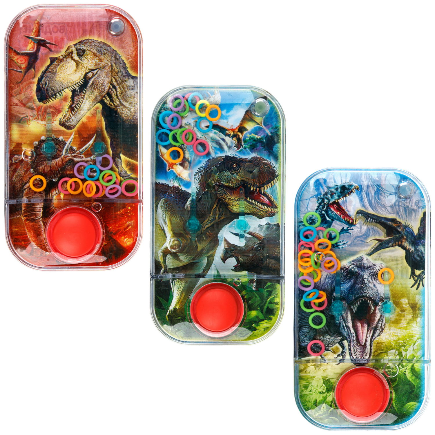 Водный тетрис 1TOY Игра с водой Насади колечки Тиранозавры,  6х11,5х2 см, 3 вида