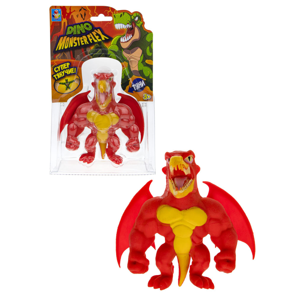 Тянущиеся фигурки 1TOY Monster Flex Dino, Птерагонп, монстр тянучка, 14 см