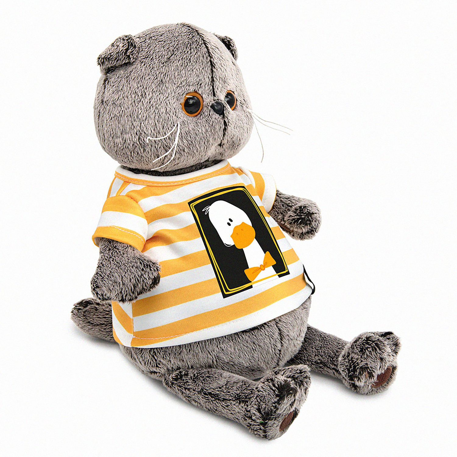 Мягкая игрушка Кот Басик в футболке "Гусик", 22 см