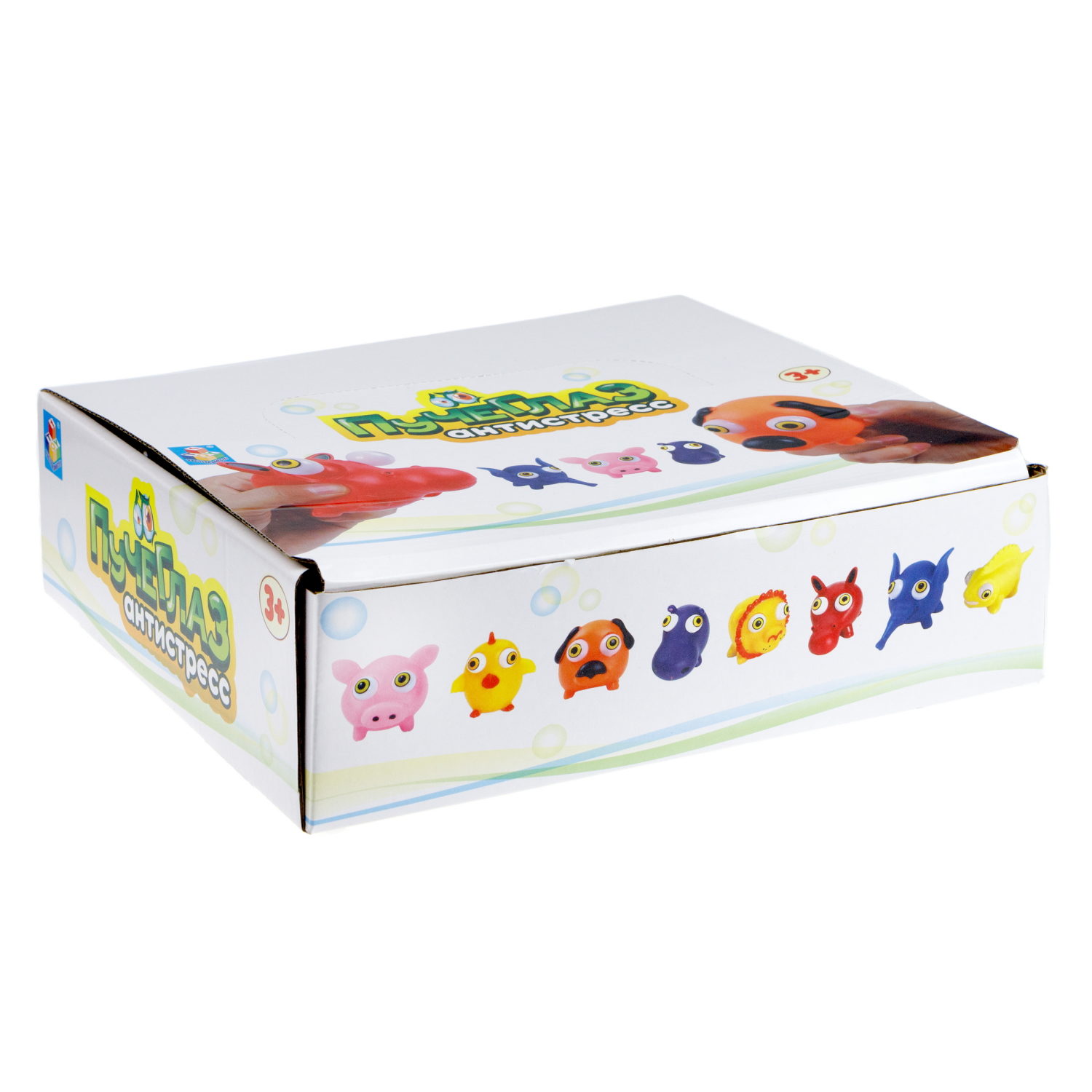 1toy Пучеглаз-антистресс "Животные мини" 8,2х7x6,8 см, 12 видов в асс., 12 шт. в д/б