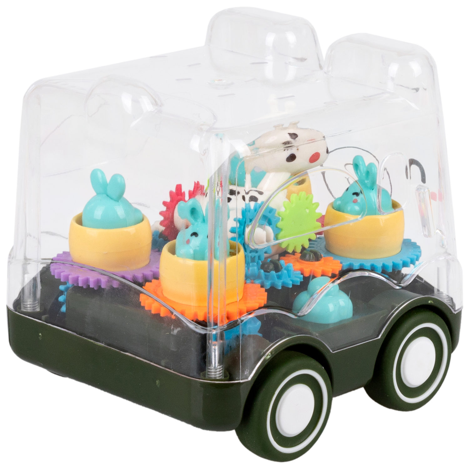 Игрушка прозрачная с шестеренками 1TOY Движок «Карусель», фрикционная, 3 цвета в ассортименте