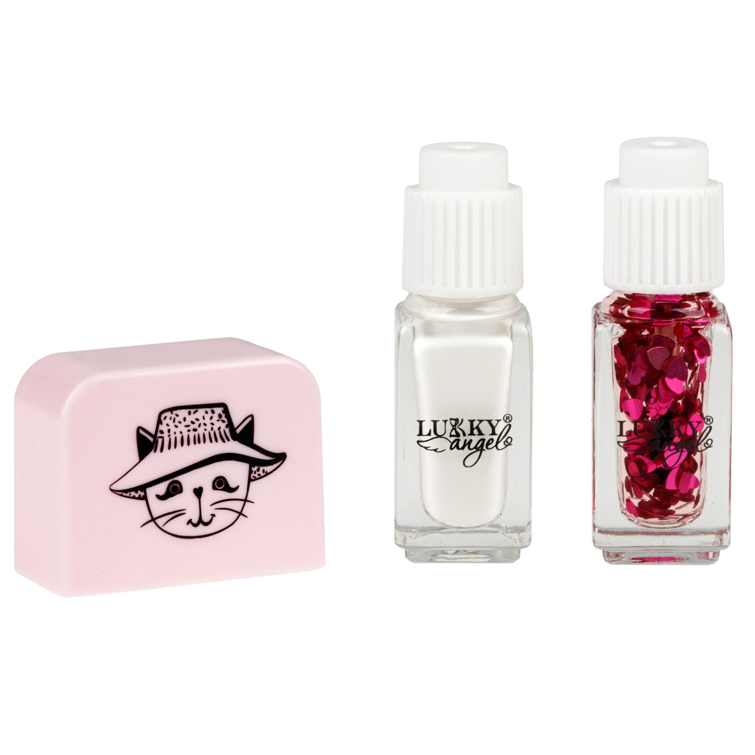 Двойной лак для детских ногтей Lukky Angel Just Duet серебряный металлик и красный с блестками, 2 по 4 мл