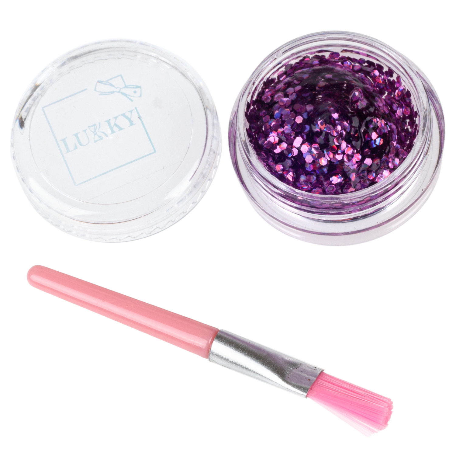 Lukky Бьюти-Дизайн Бабочки: гель-блёстки, лак для ногтей, гель-тени с блёстками, кисточка, заколочки для волос, стразы для лица