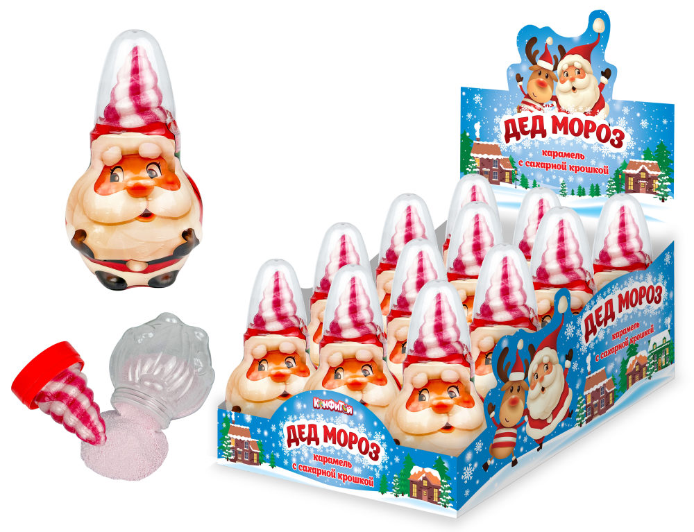 ДЕД МОРОЗ карамель с сахарной крошкой, блок 12 шт. (50г х 12 х 12)