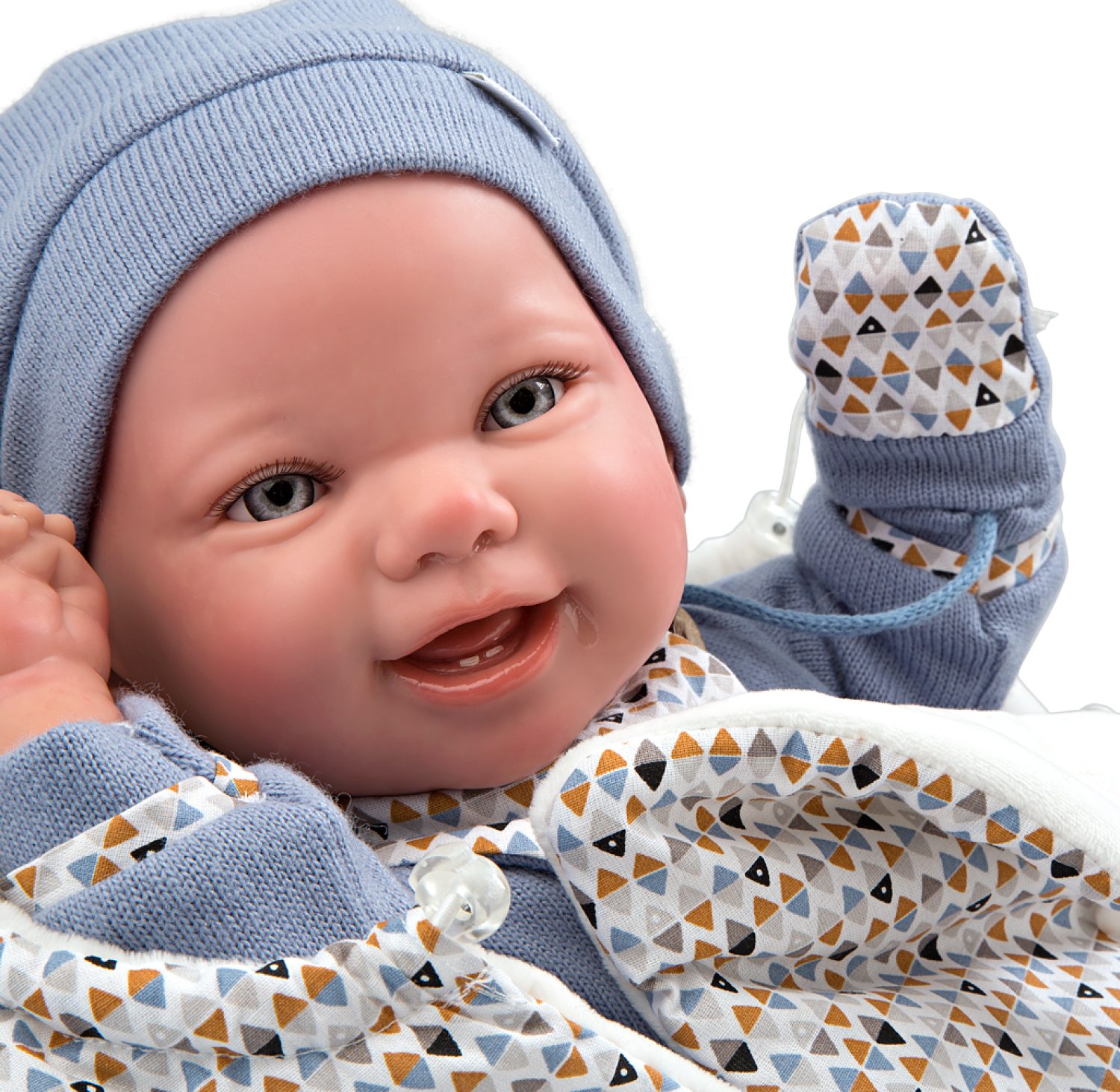 Новорождённый пупс Arias Reborns Daniel 45 см, мягкое тело, реалистичный, с соской на подвеске и спальным конвертом