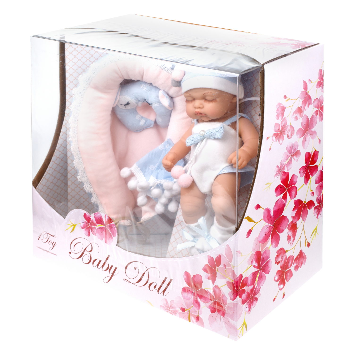 Пупс в люльке 25 см,с 1 предметом одежды и подушкой