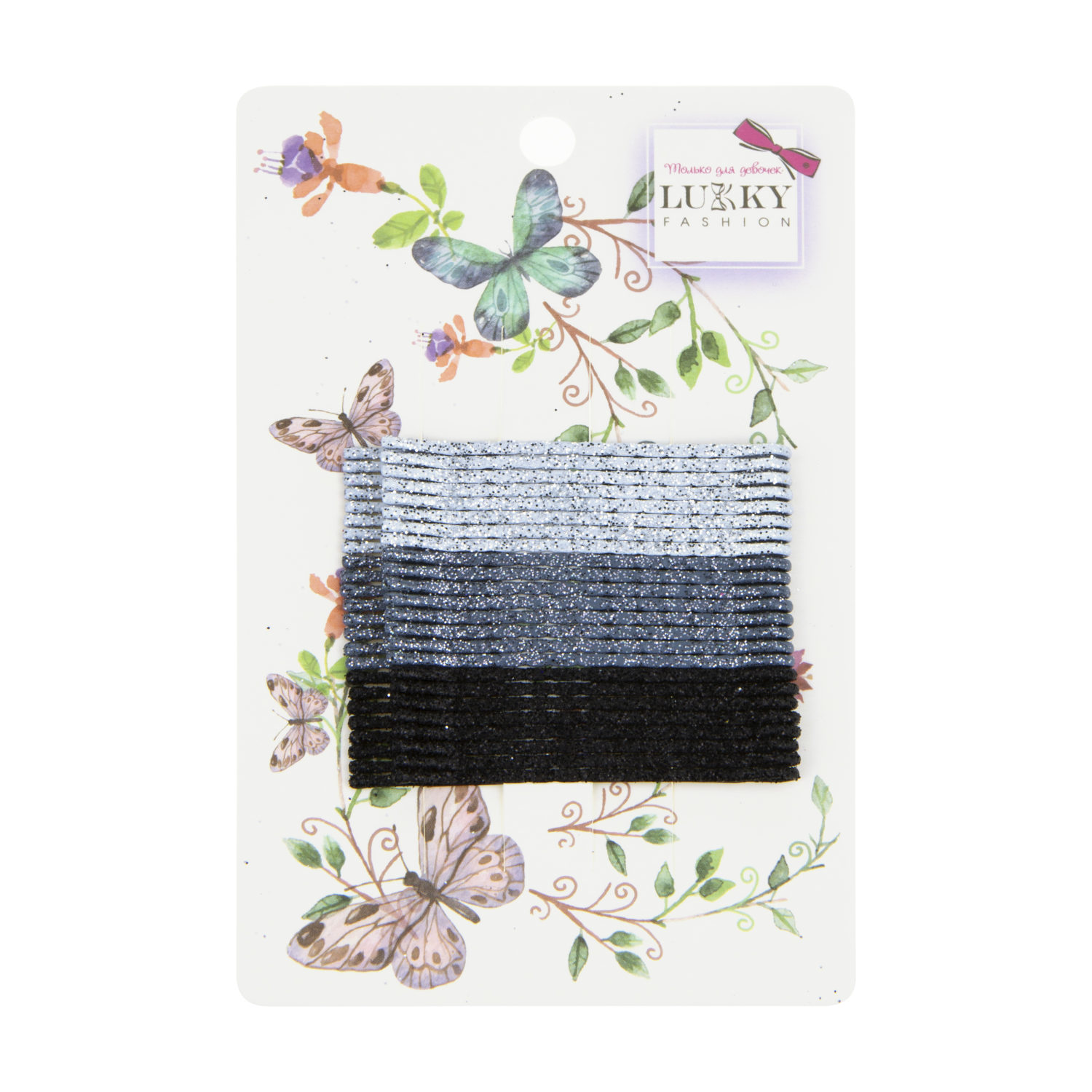Lukky Fashion набор невидимок для волос, блестящие, 24 шт, 3 цветав наборе, цвета в ассортименте