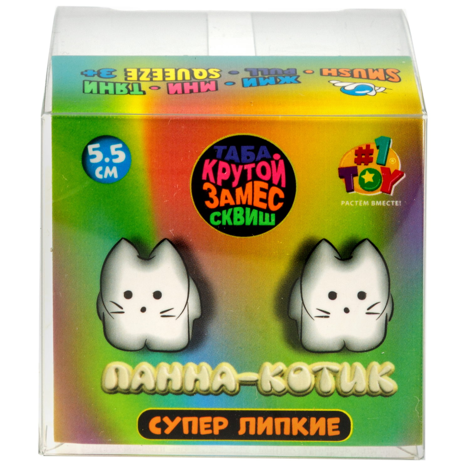 Таба сквиш 1TOY Крутой замес Муссик кот, 4,5х5,5 см