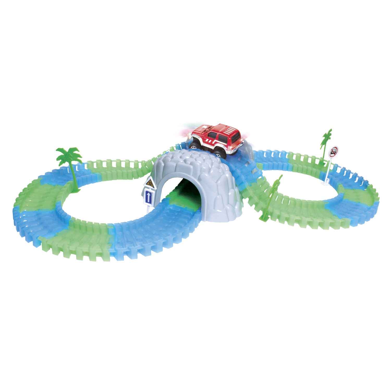Игровой набор 1TOY Гибкий трек "Большое путешествие", светится в темноте, 105 деталей
