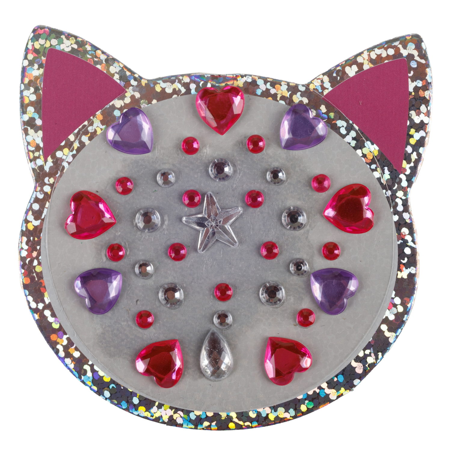 Lukky Дизайнер Сет #6, Розовый Котик,набор: помада для губ, меняющая цвет на розовый, гель-блёстки, стразы для лица, аппликатор