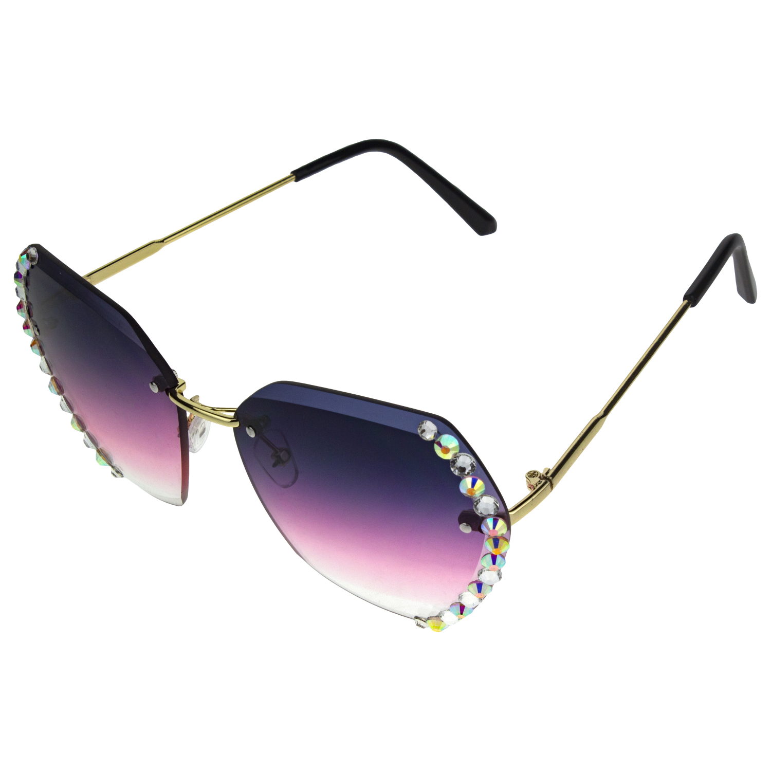 Солнцезащитные очки Lukky Fashion со стразами, фиолетовый