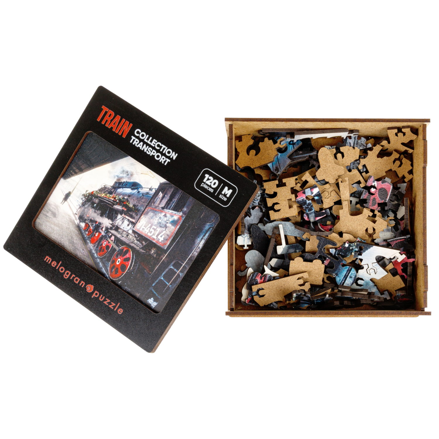Деревянные пазлы Collection Transport Поезд на станции, 80 деталей