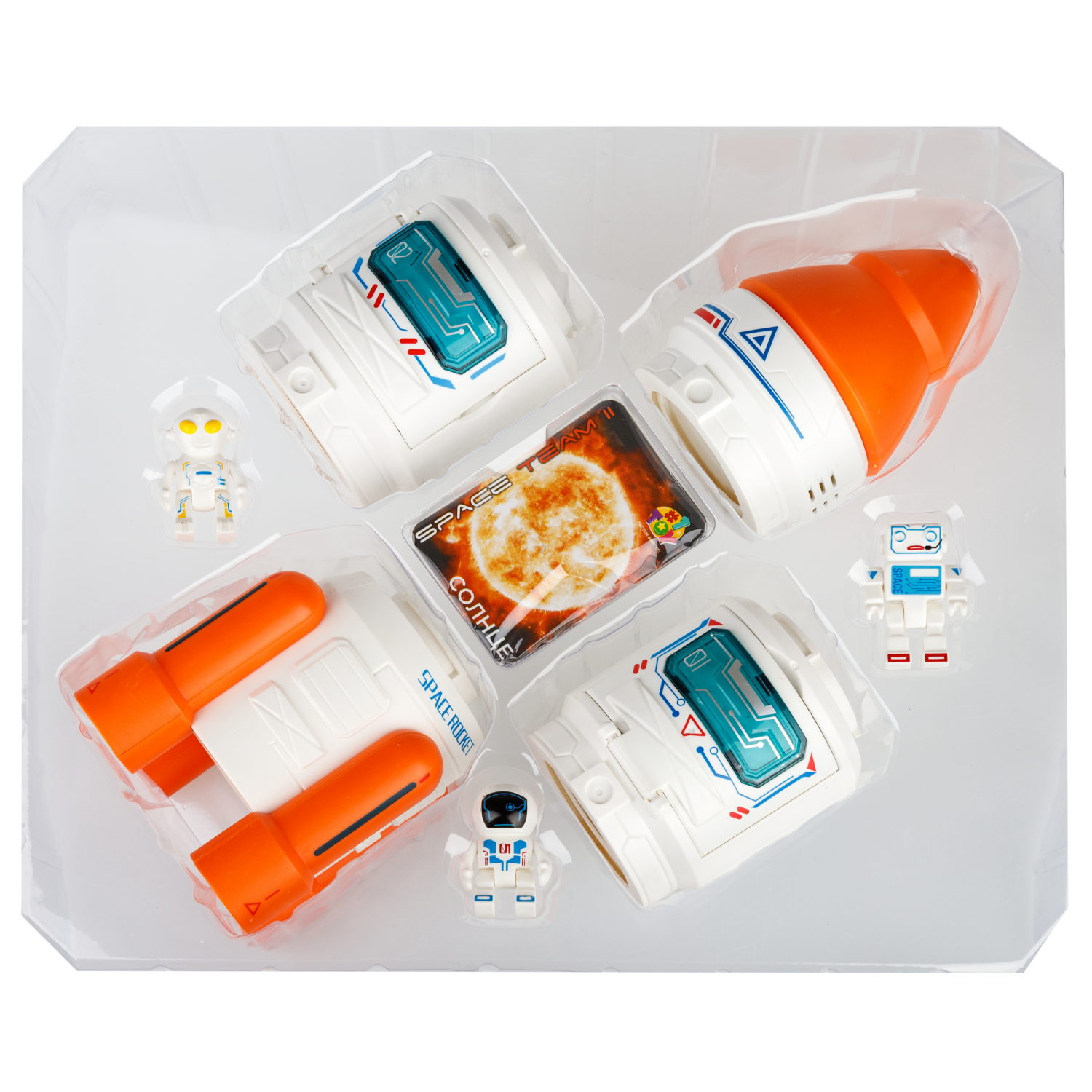 Игровой набор интерактивный 1TOY Space Team: космический корабль ракета, фигурки космонавта, инопланетянина, звуковые эффекты