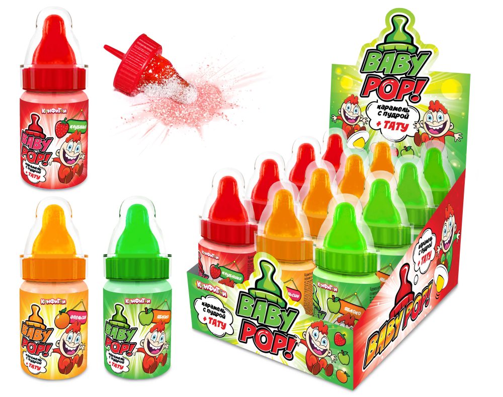 BABY POP карамель с пудрой и тату, блок 30 шт. (6г х 30 х 12)