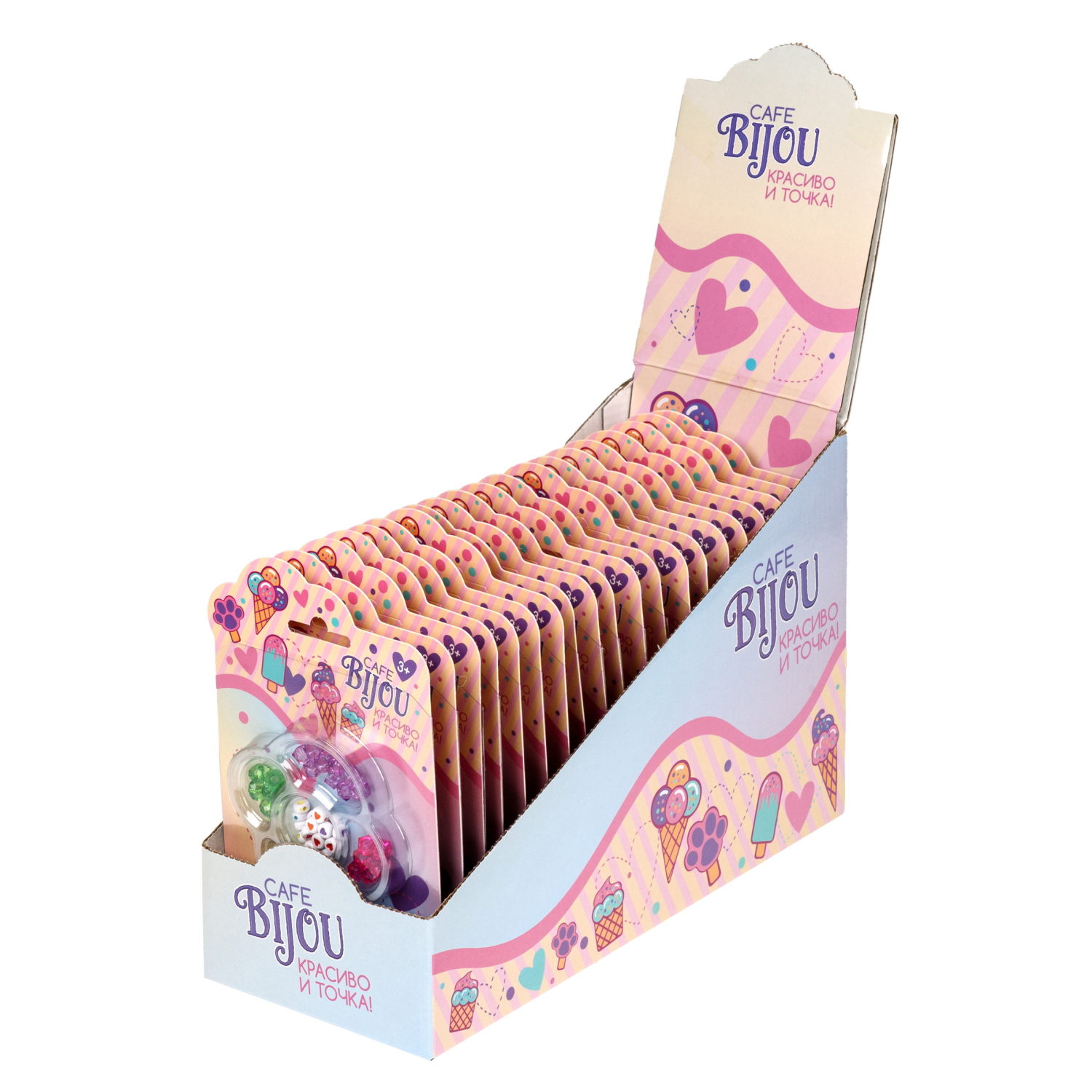 1TOY наб.бусин."Café Bijou" мороженое 5 видов в асс., блистер 12*19см, 20 шт.в дб.