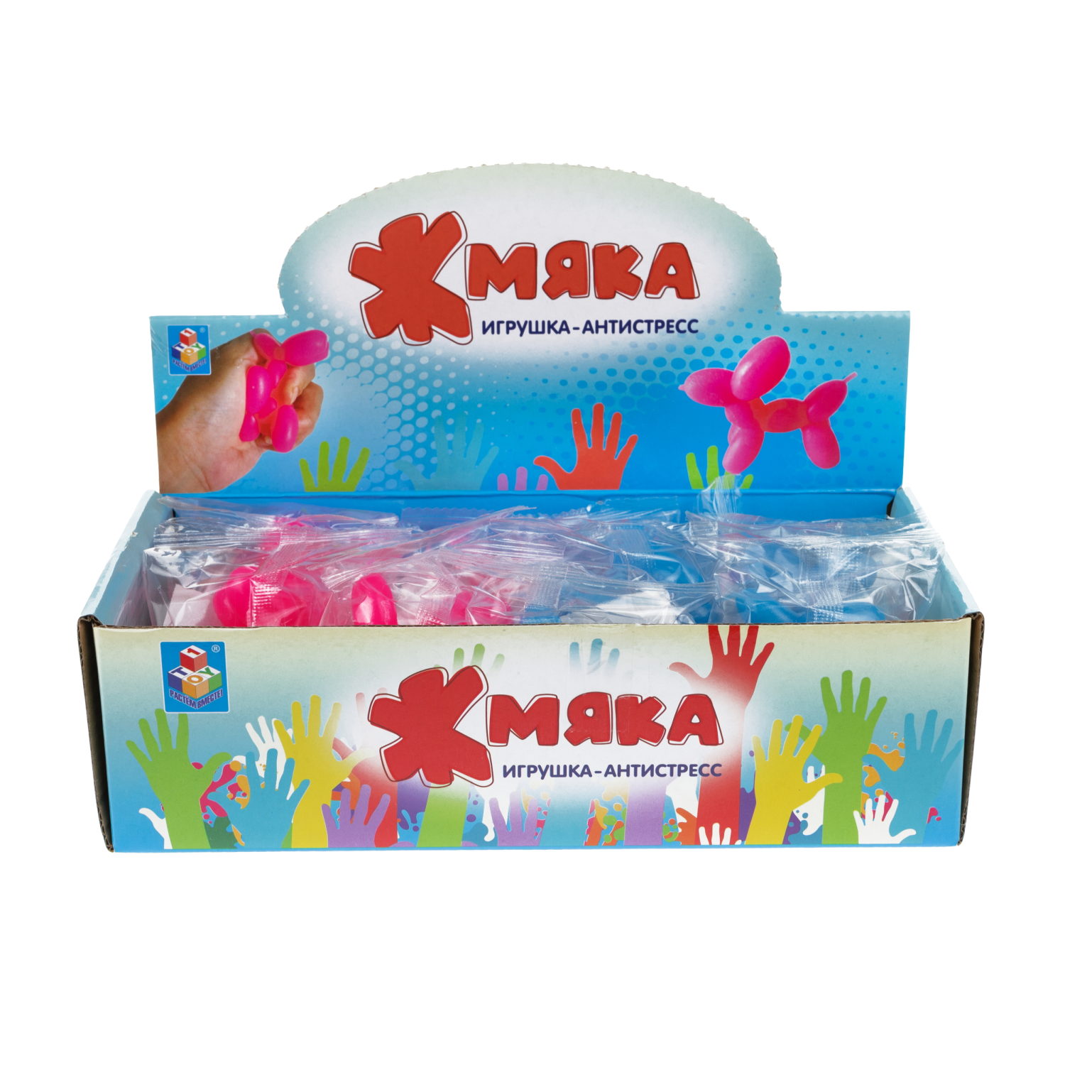 1toy Жмяка собака-воздушный шарик  7,5х6х3 см, 2 вида в асс., 12 шт. в д/б