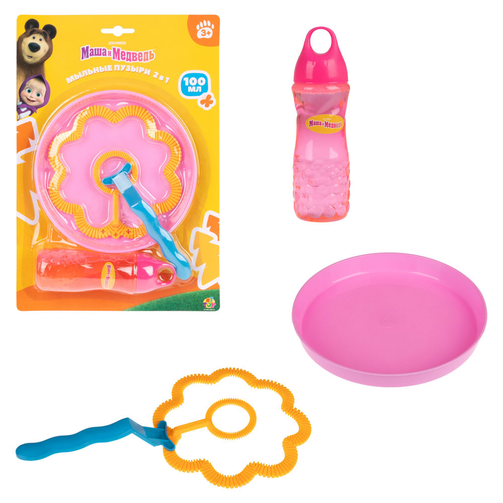 Мыльные пузыри 1TOY Маша и медведь, с лотком и венчиком, 100 мл