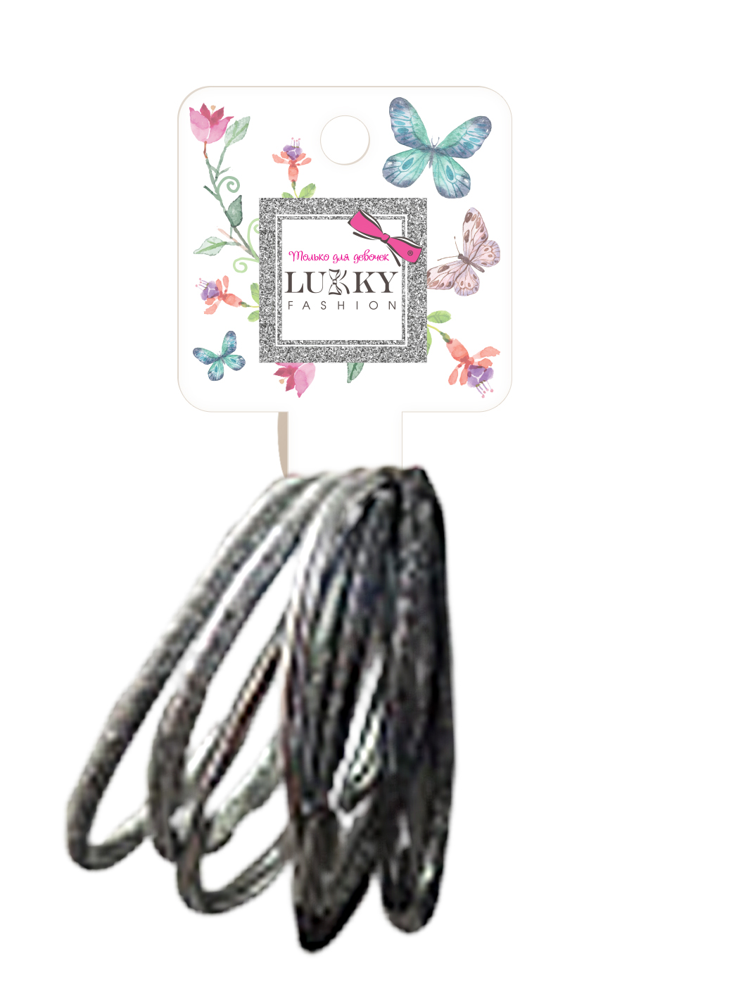 Lukky Fashion набор из 6 резинок для волос Металлика, цвет: черный, серебряный