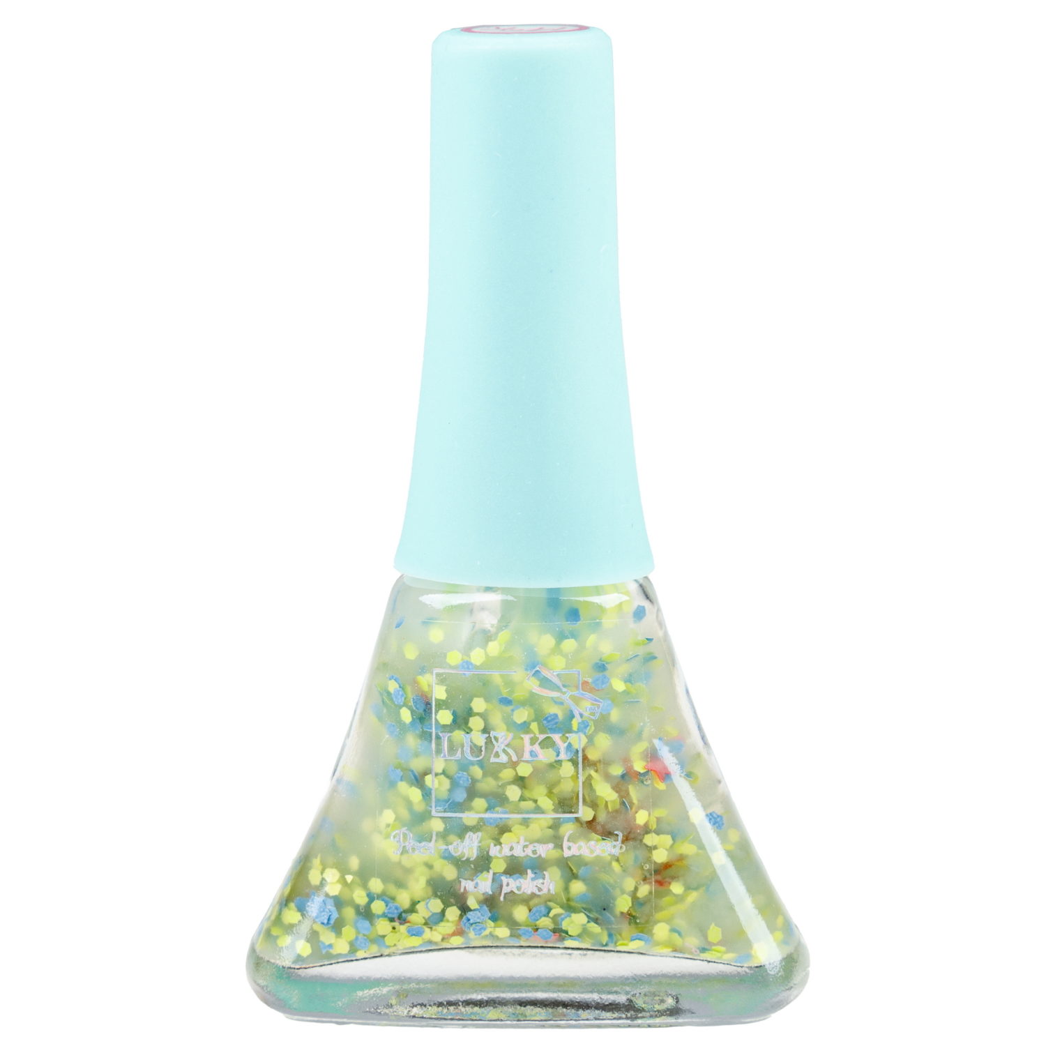 Детский лак для ногтей на водной основе с блестками Lukky, Конфетти-Микс, безопасный, микс голобой, золотистый со звёздочками, блистер, 5,5 мл