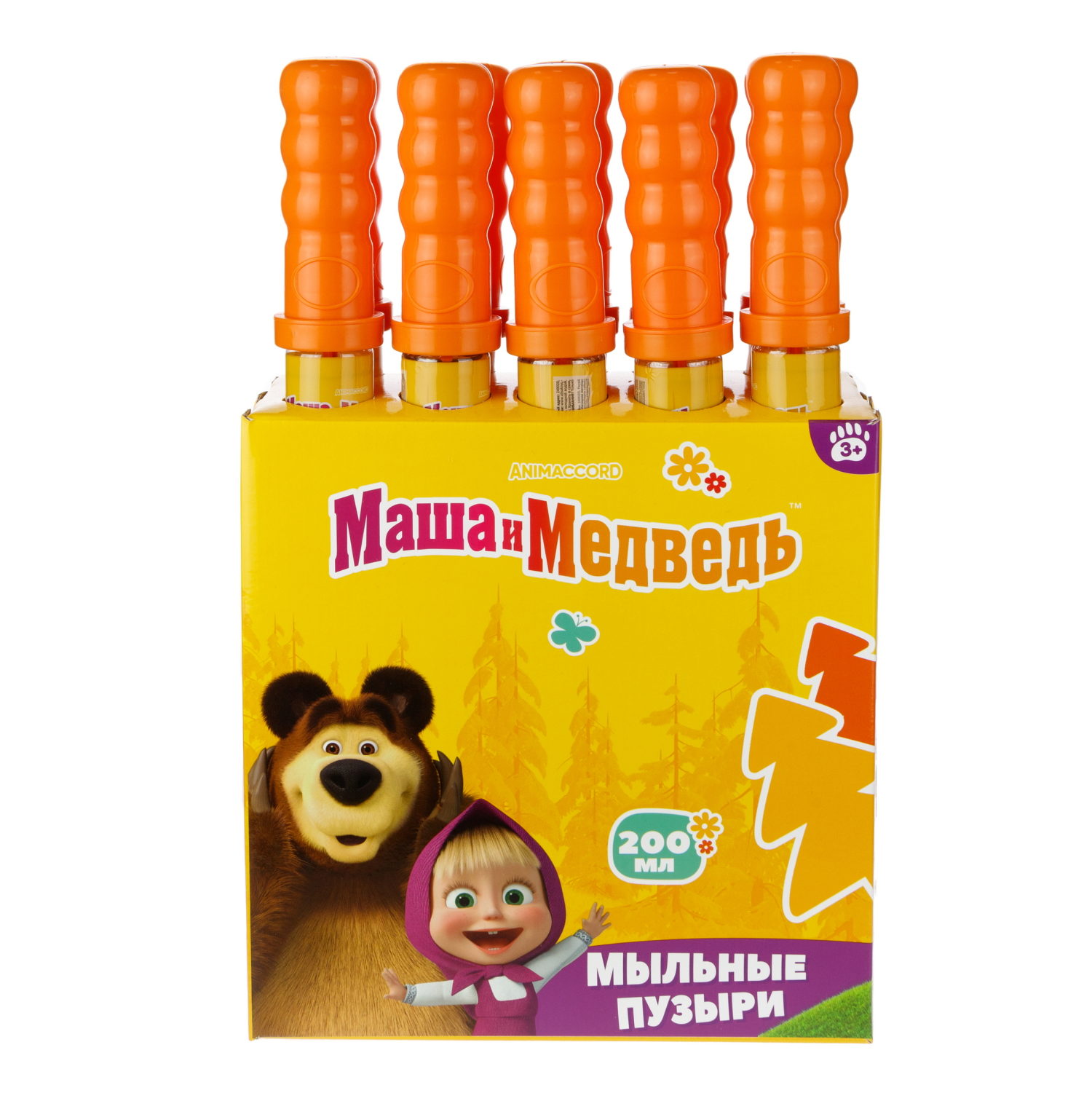 Мыльные пузыри 1TOY Маша и Медведь колба 200 мл