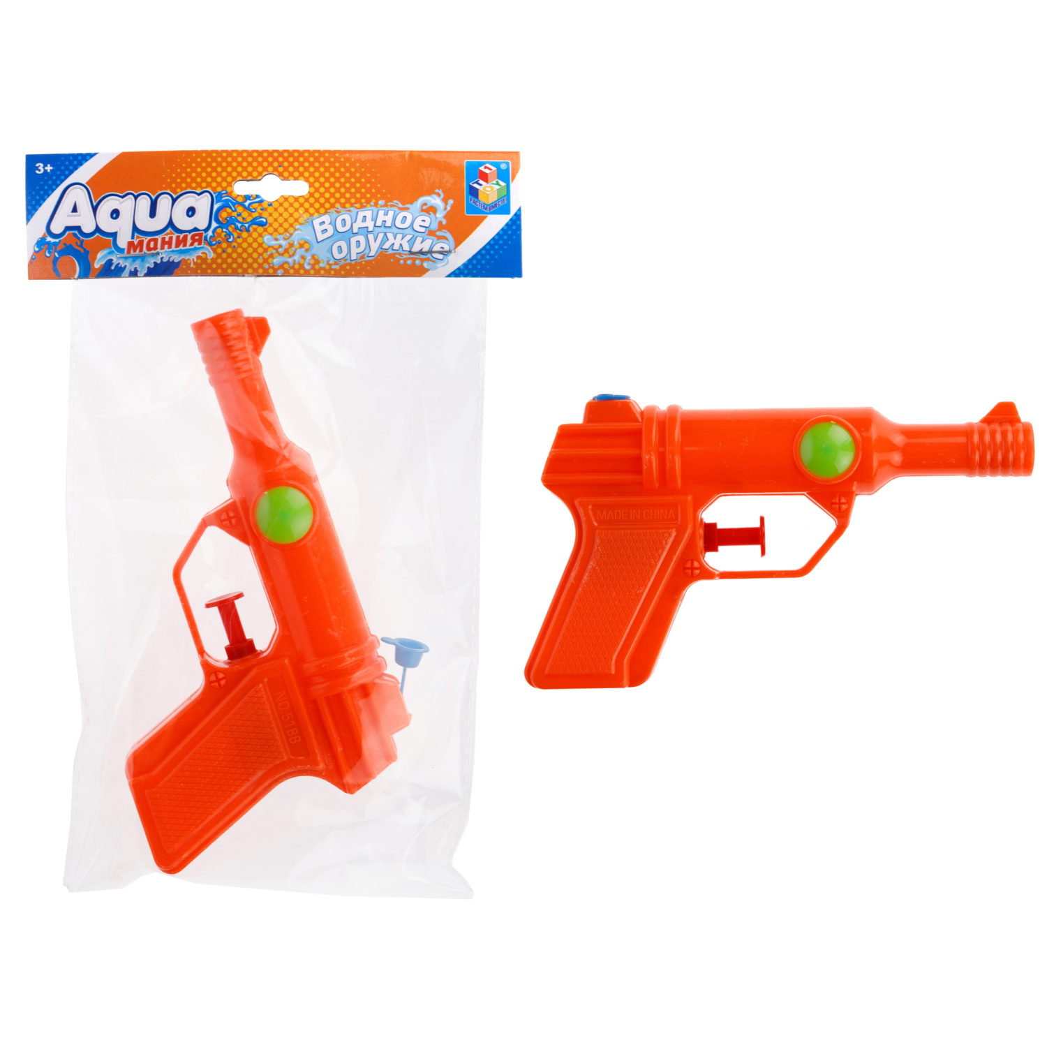 1TOY Аквамания водное оружие пистолет, 14*3*8 см, 3 цвета в ассортименте