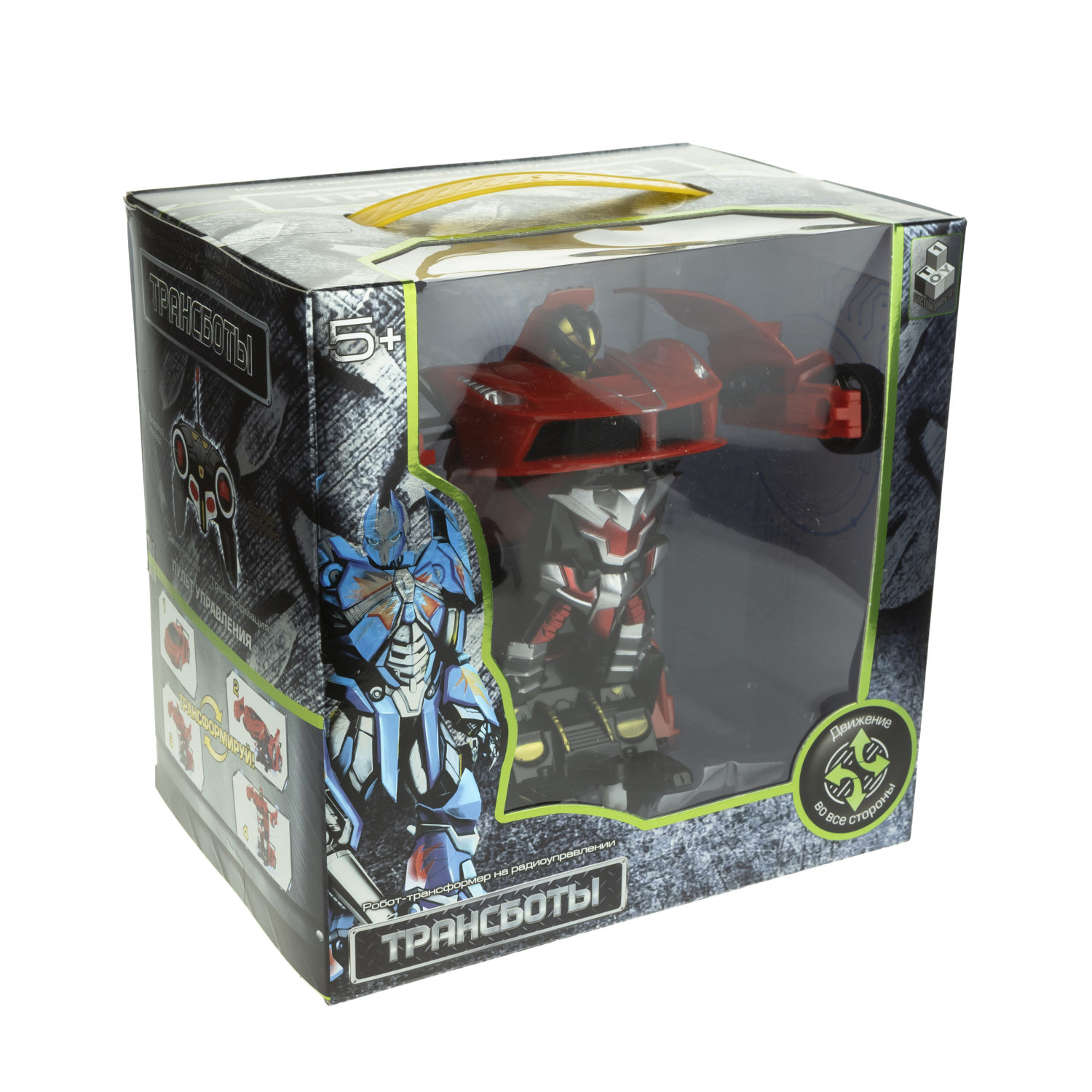 1TOY Трансботы, 1 к18 на р.у. 27МГц, трансформирующийся в легковую машину 20 см, 2 цвета желтый, красный