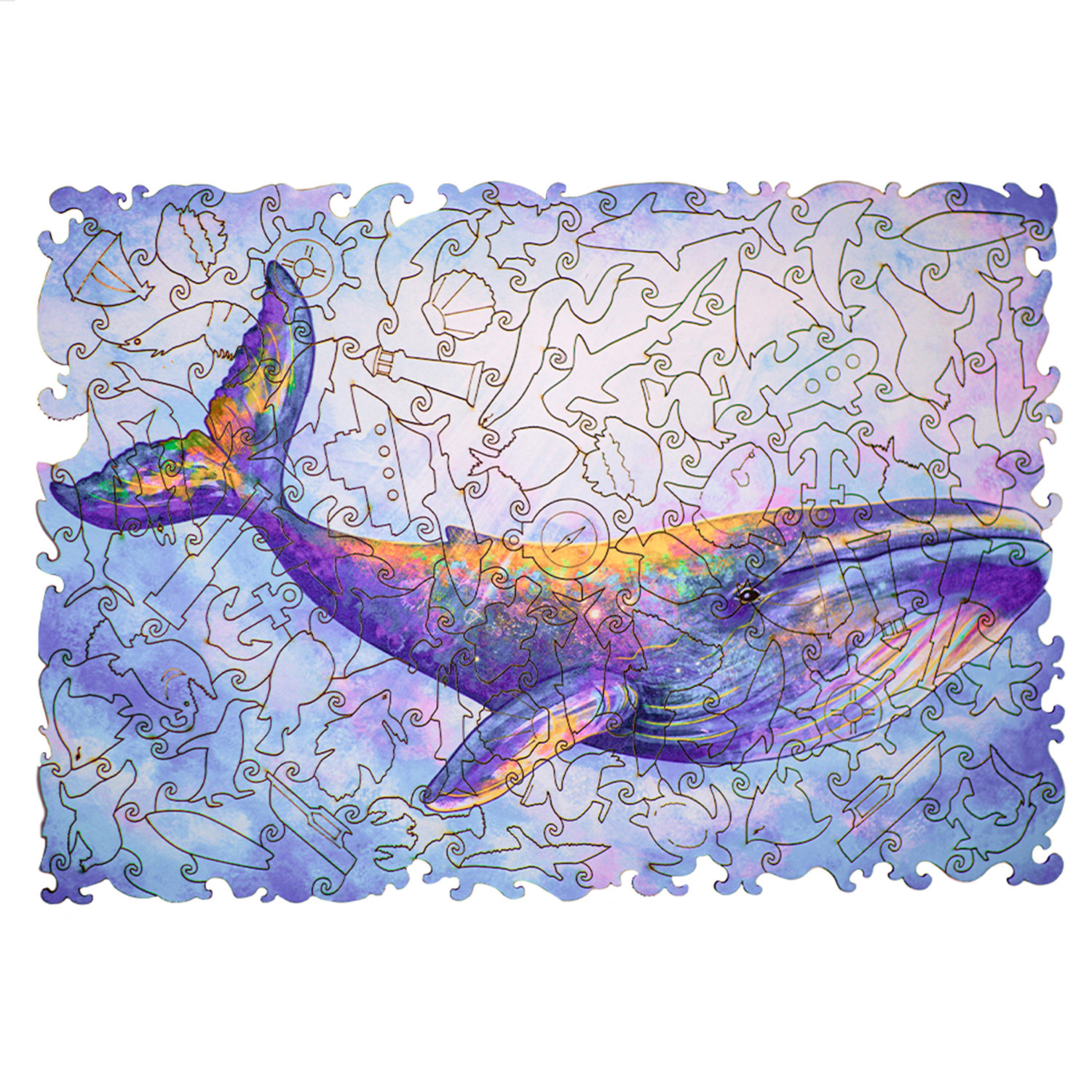 Деревянные пазлы Collection Animals Волшебный кит, 150 деталей, 28,5х20 см