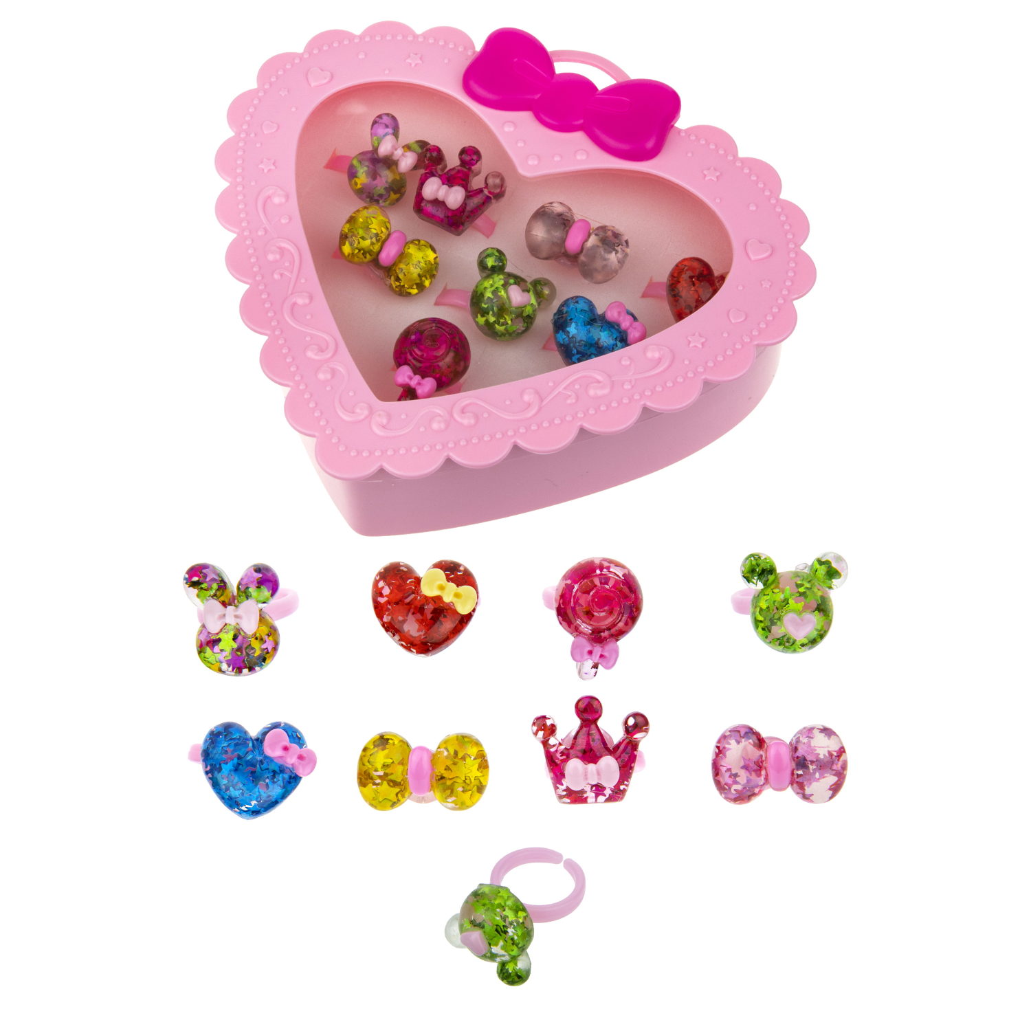 Набор колец для девочки 1TOY Sweet heart Bijou, регулируемых, 8 колец