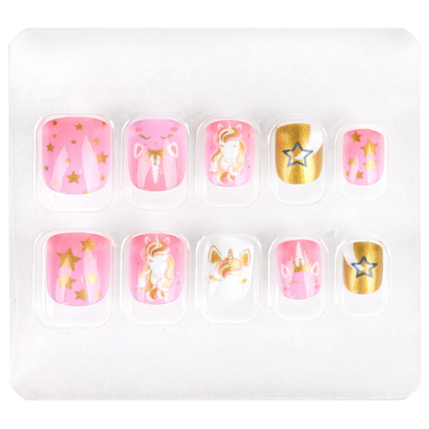 Детские накладные ногти Lukky Нэйл-Арт Golden Unicorn на липкой основе, 3-10 лет