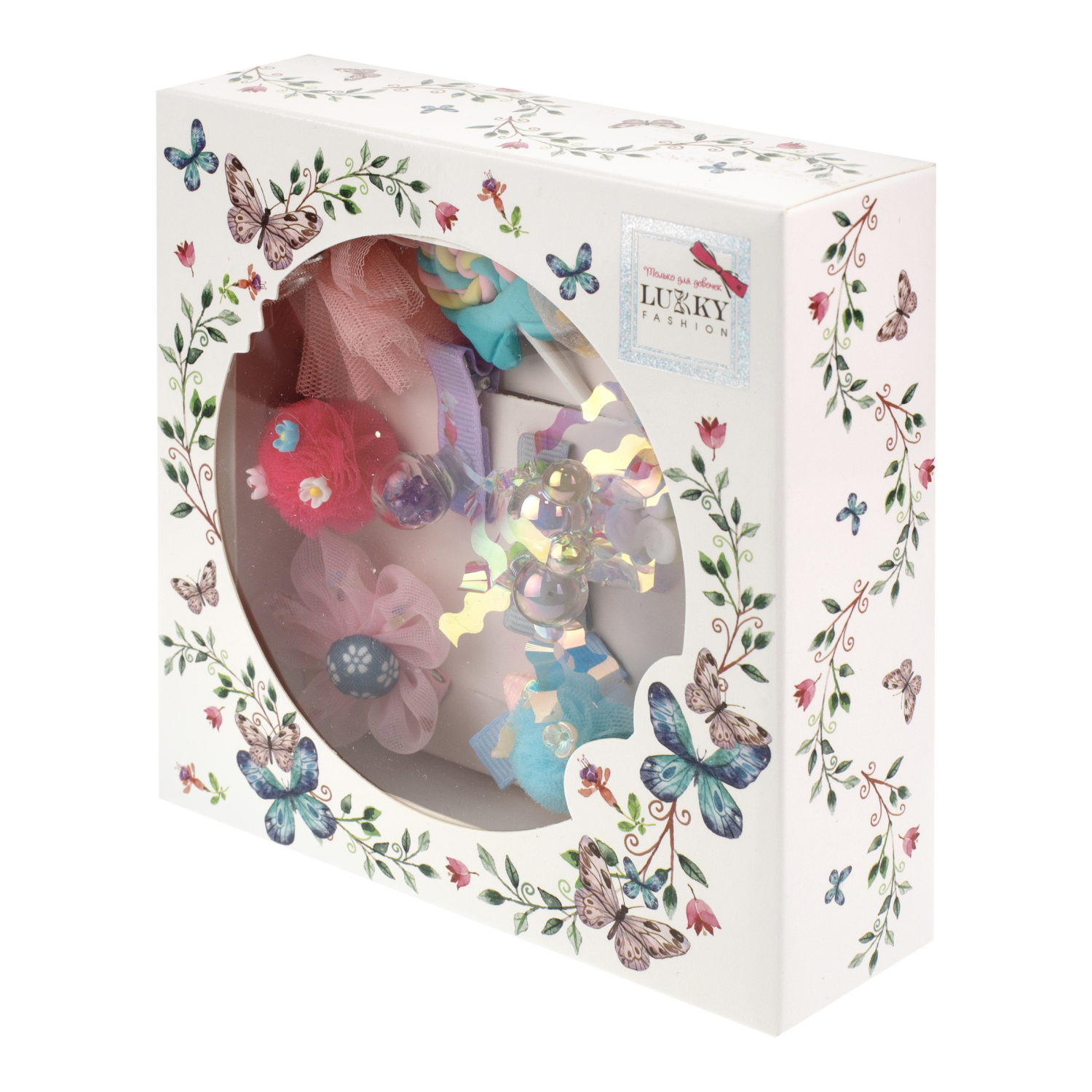 Lukky Fashion набор аксессуаров для волос розовый, в наборе 10 заколок, подарочная упаковка, 14х14х4см