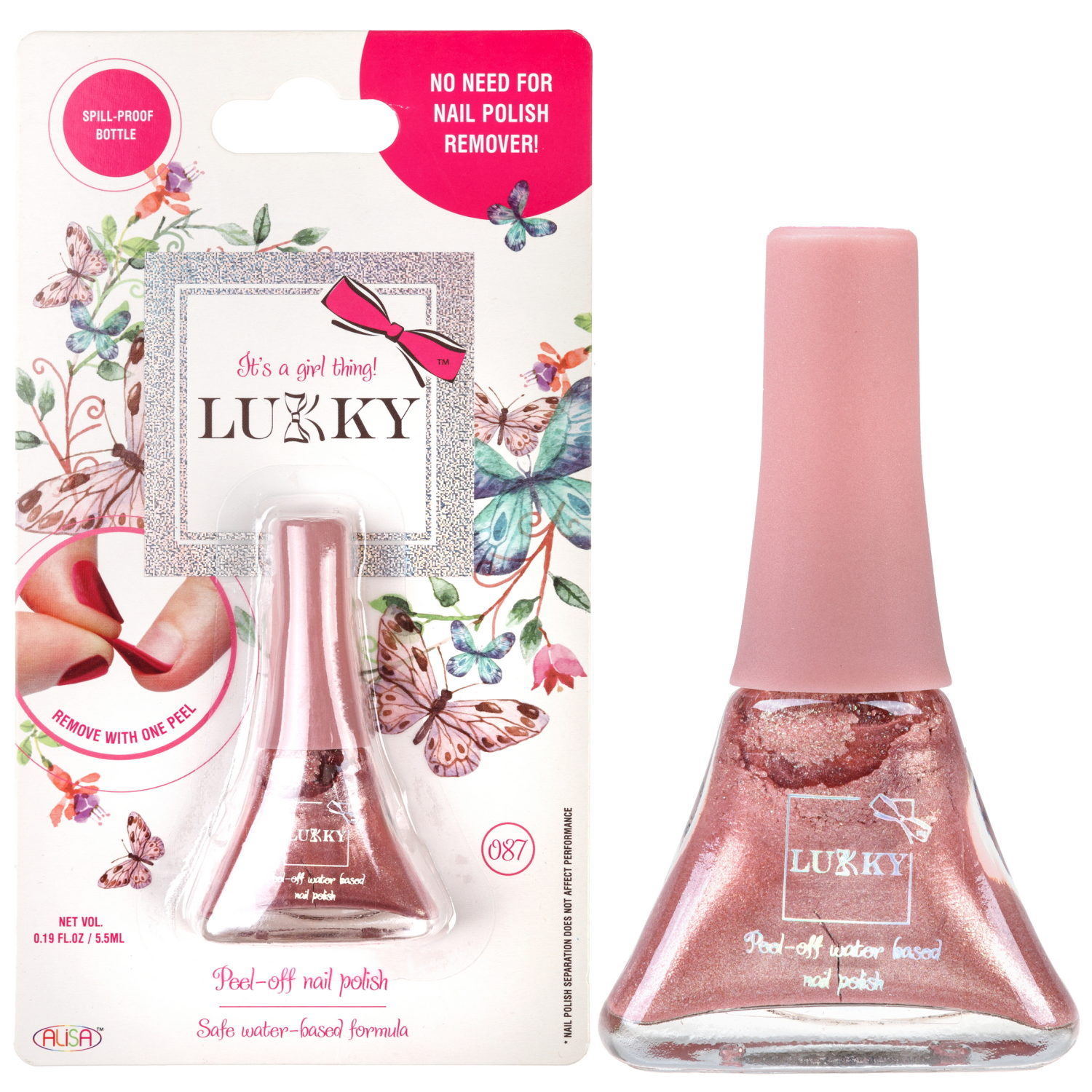 Лак Lukky цвет 087 Розово-Перламутровый Металлик , блистер