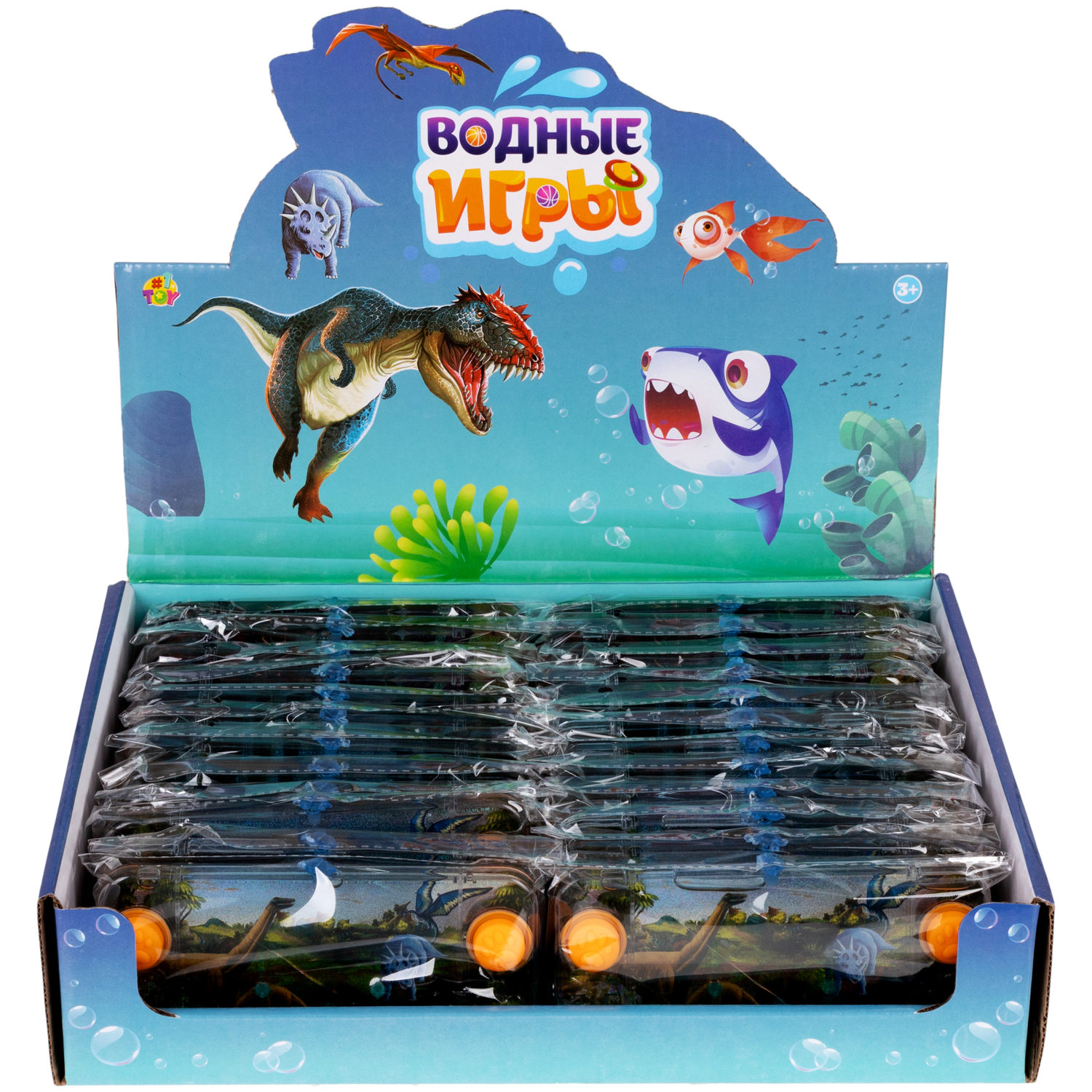 1TOY Игра с водой насади колечки динозавры, 3 вида в ассортименте, 15,5*7*2см