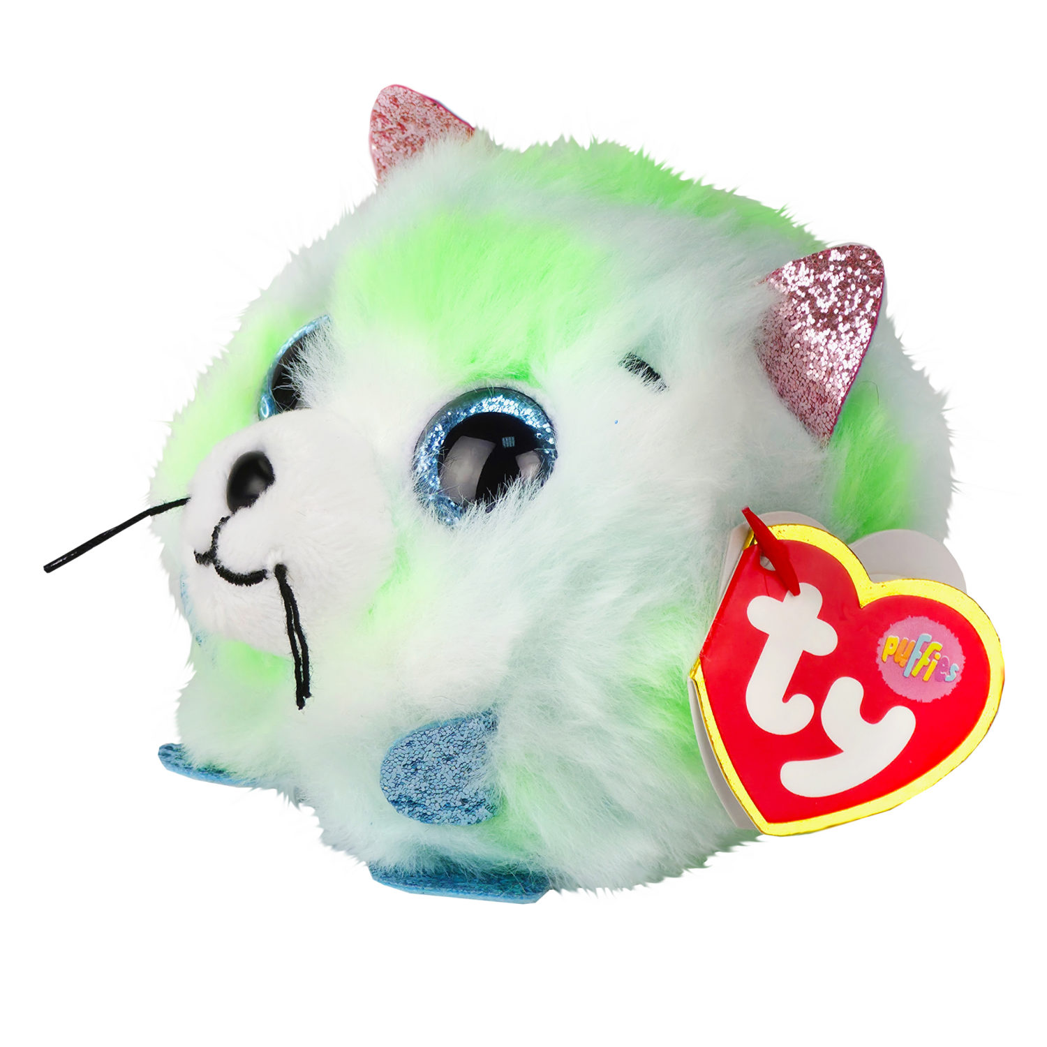 Мягкая игрушка TY BALL Зелёный котёнок Evie, 10 см