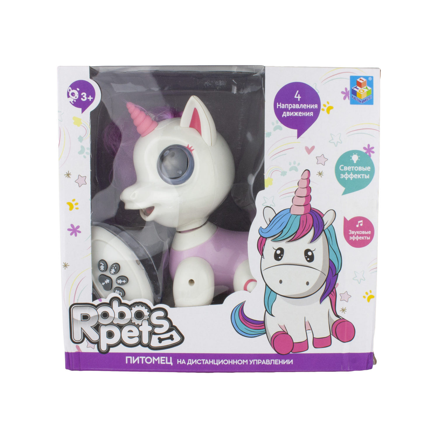 Интерактивная игрушка 1TOY Robo Pets Единорог со световыми, звуковыми и эффектами движения