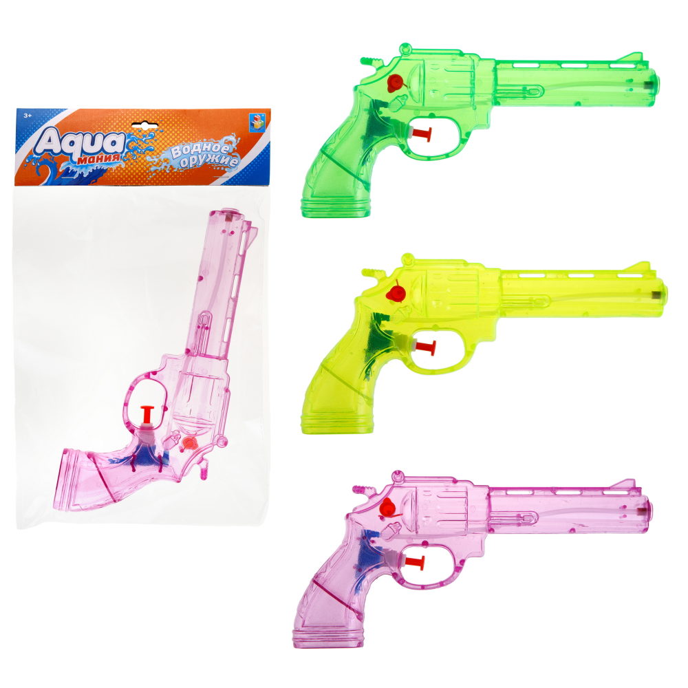 1TOY Аквамания водное оружие револьвер, 24*12*4 см, 3 цвета в ассортименте