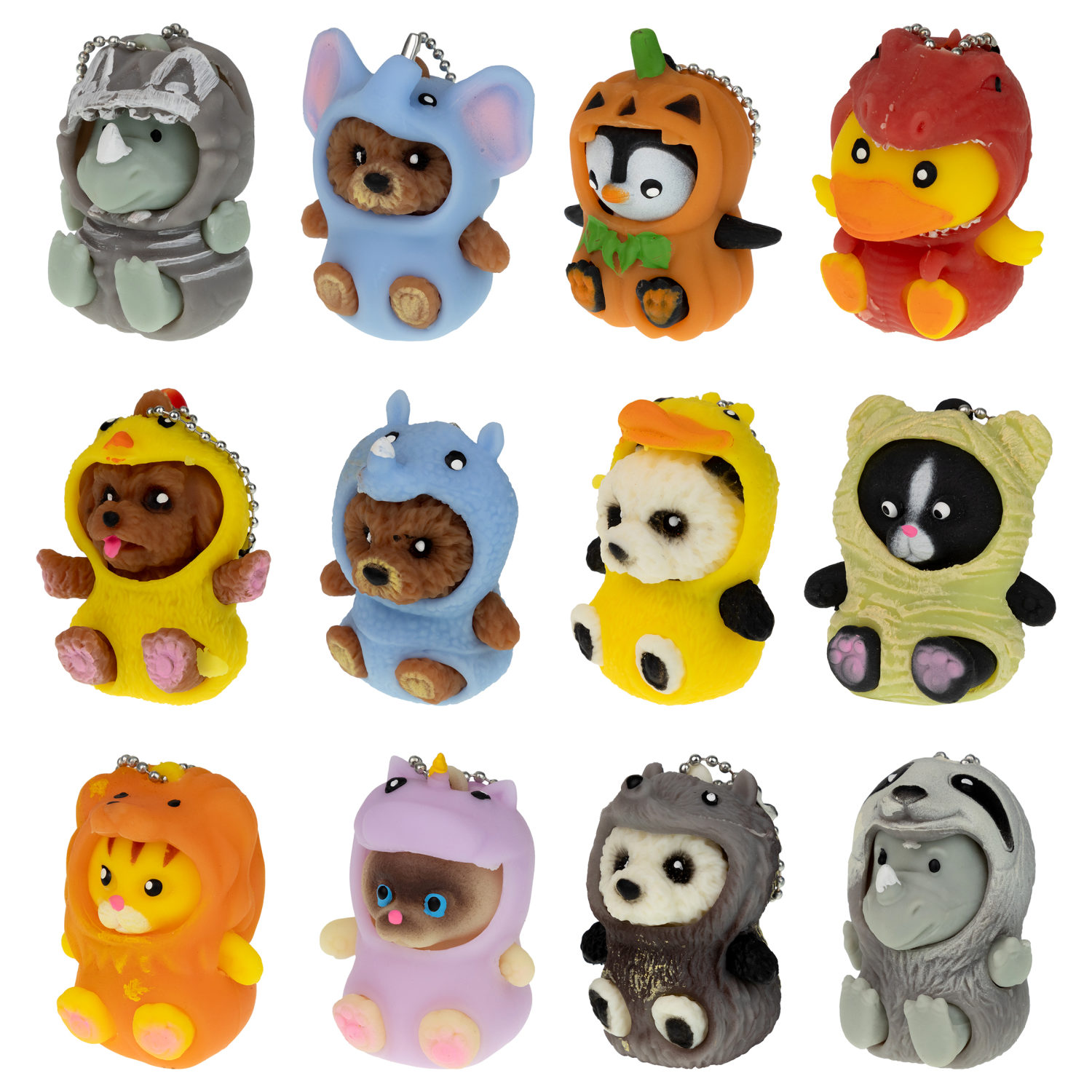 Игрушка антистресс для рук 1TOY Маскарад для зверят, мягкая, резиновая, сквиш, жмякалка, мялка, брелок детский, для взрослого, 12 видов в ассортименте