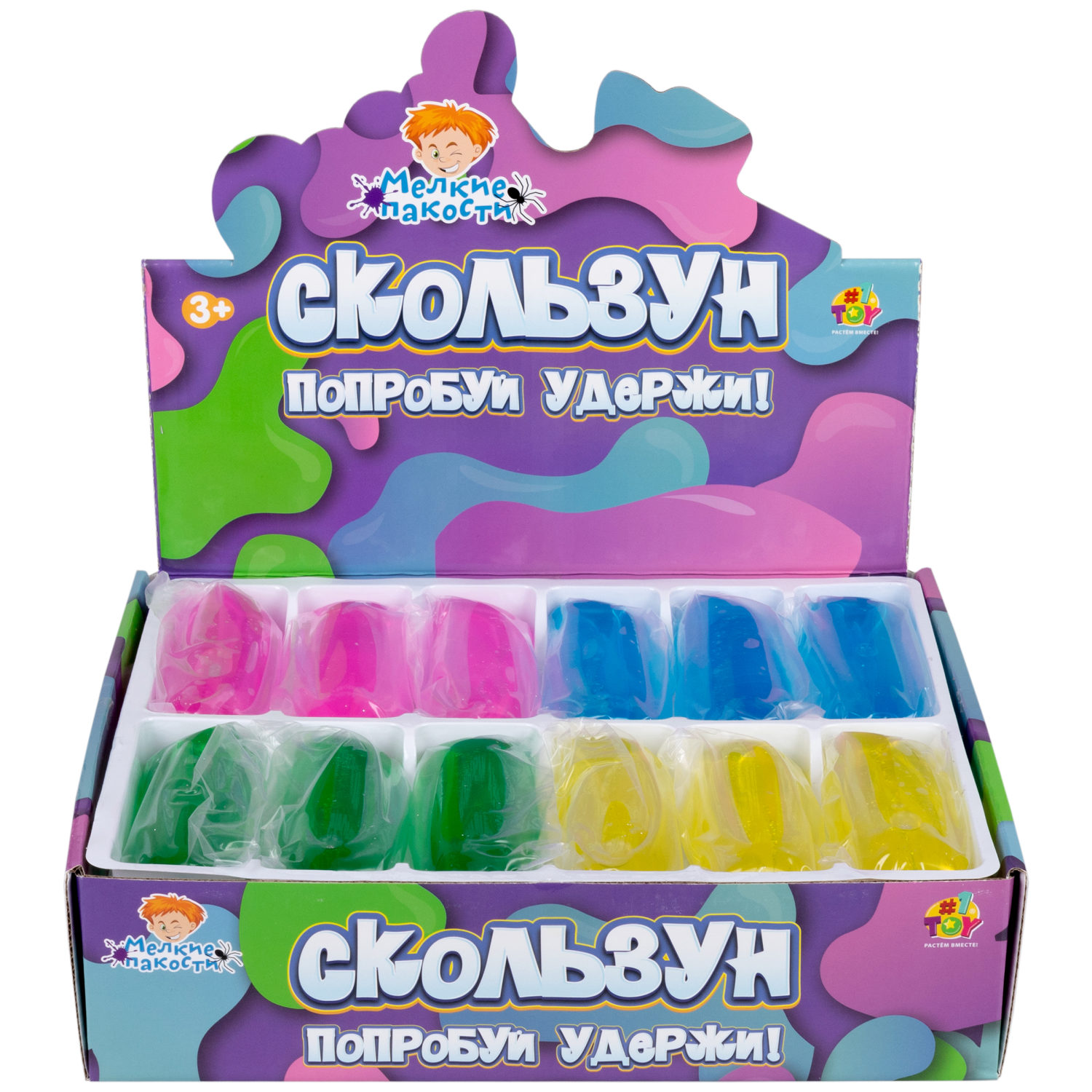 Скользун с блестками 1TOY,11х4 см, 4 цвета в ассортименте