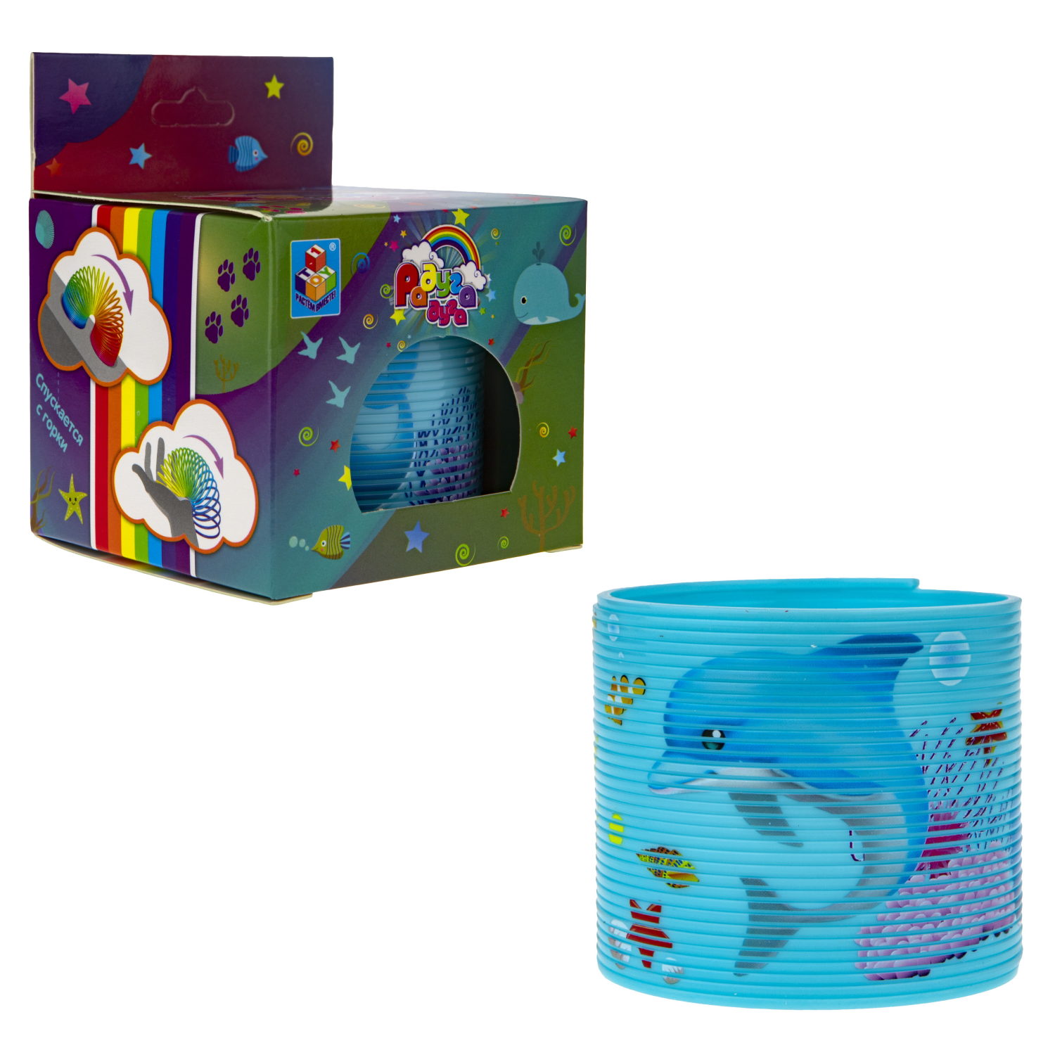 1TOY пружинка Радуга-Дуга морские обитатели, 4 вида в ассортименте