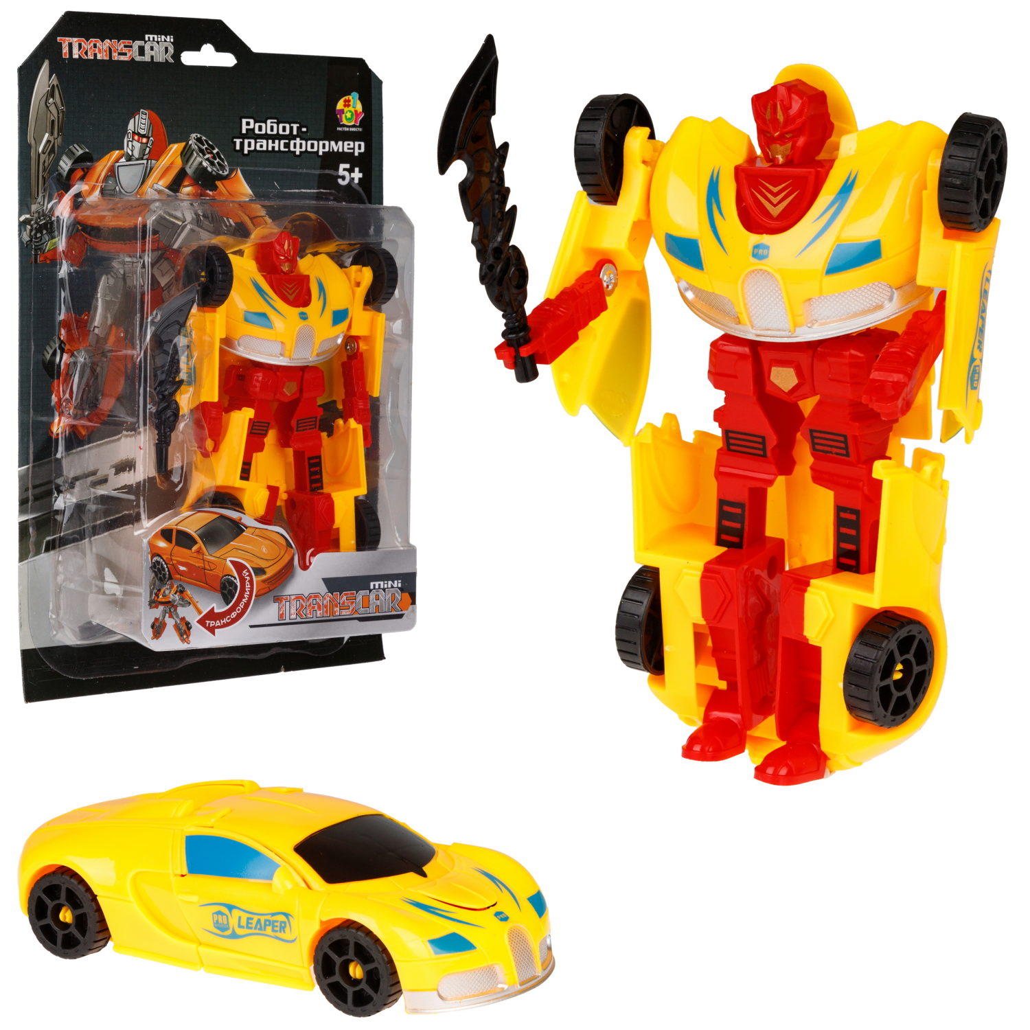 1toy Transcar mini робот-трансформер, 8 см, блистер, в асс. 6 видов
